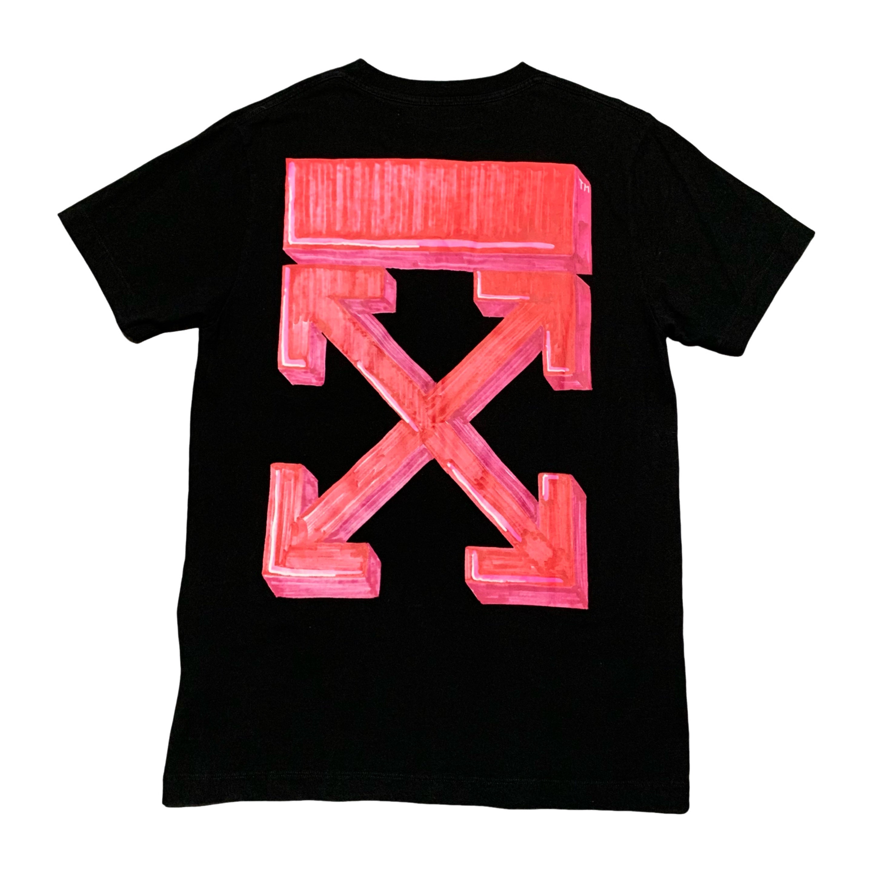 Off White Medium Marker Arrows Black Tee Virgil Abloh Pink Graphic