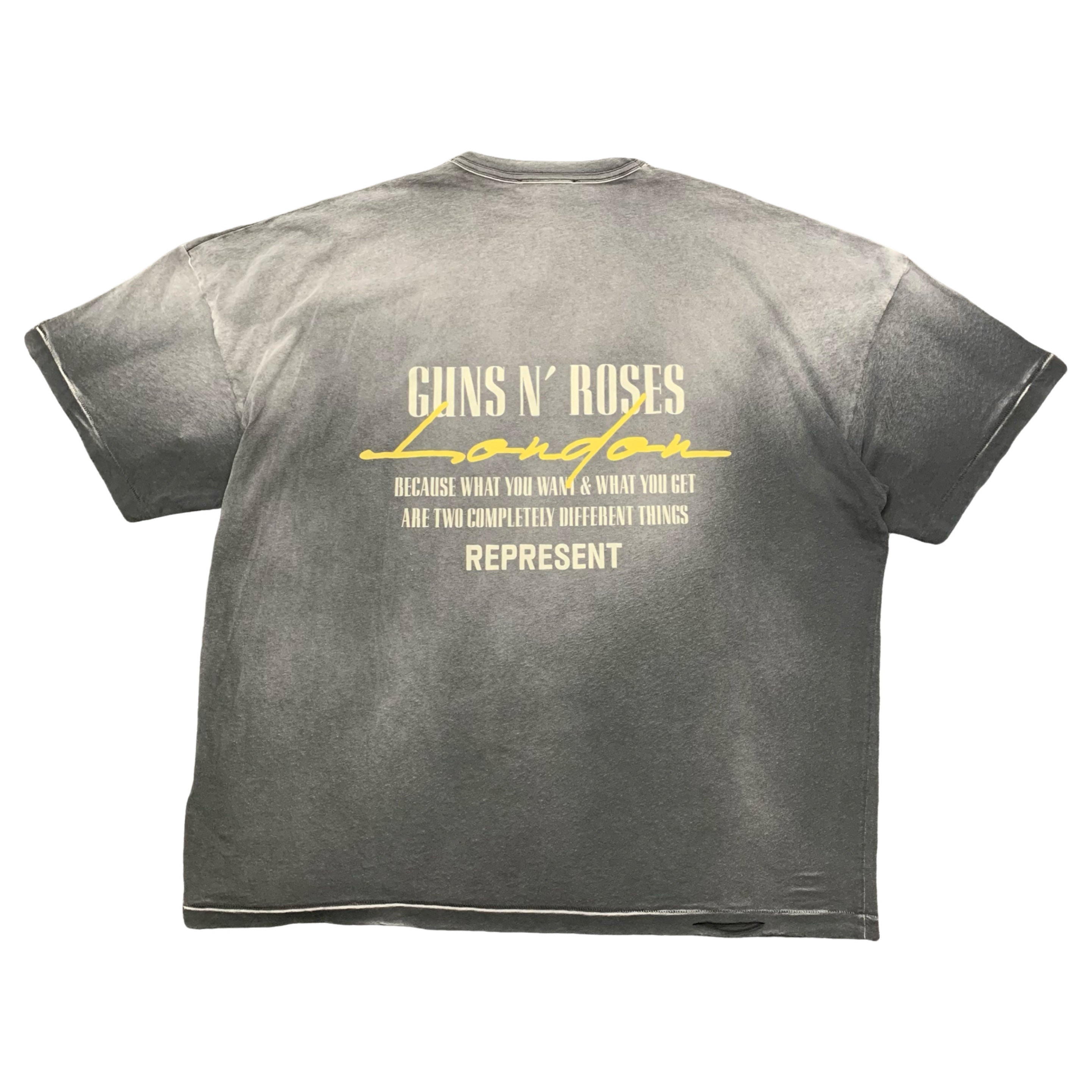 Represent Large Tee Guns & Roses Cross Stained Black T-Shirt