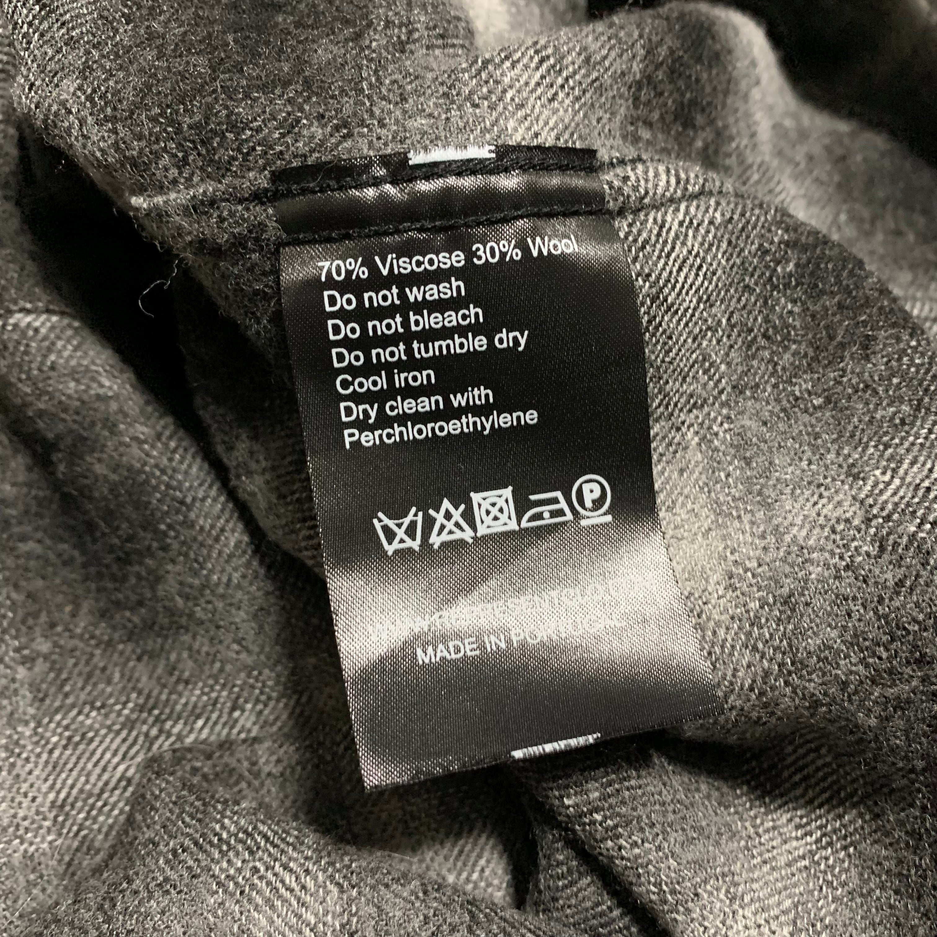 Represent Medium Flannel Shirt Distressed Black Grey Top