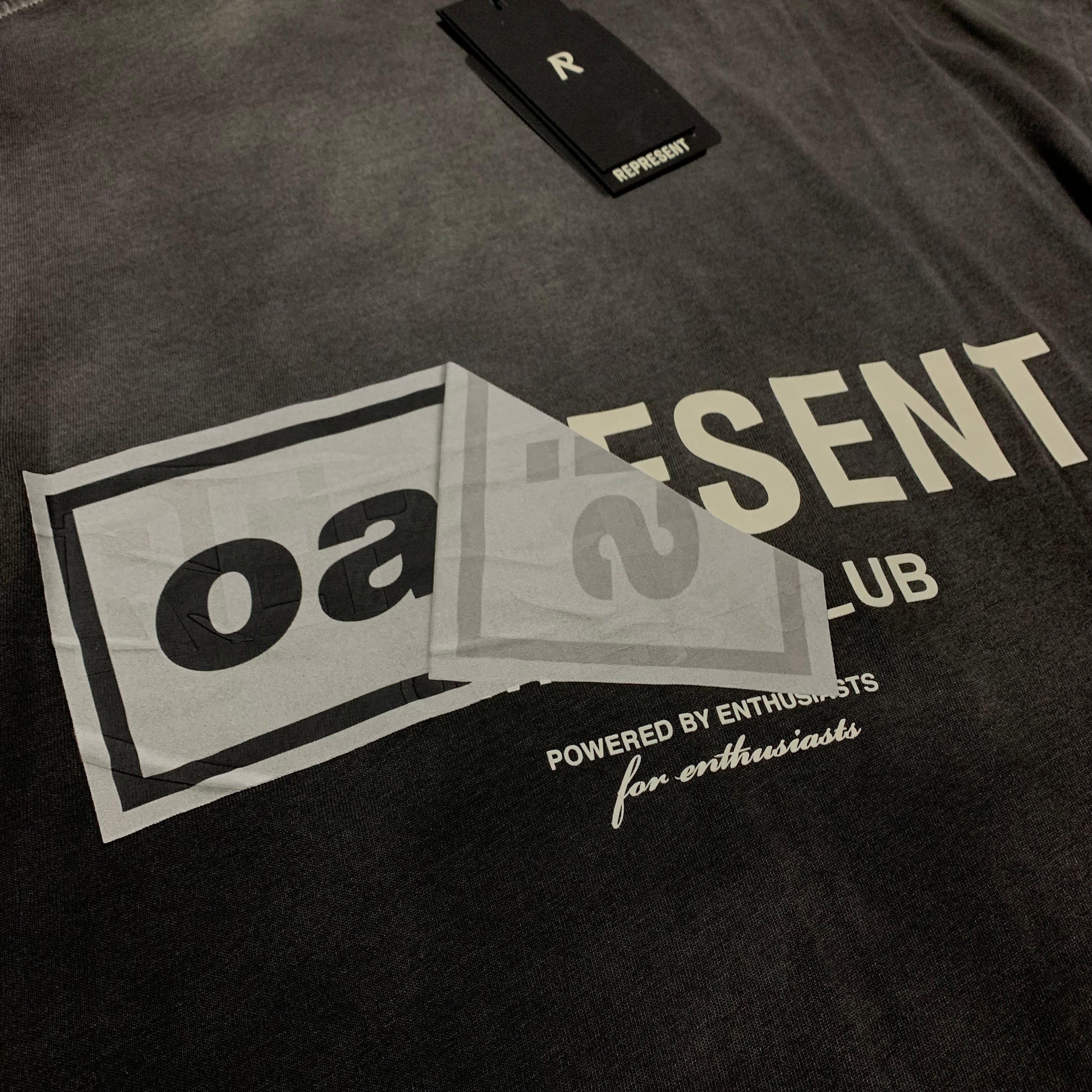 Represent Medium Oasis Owners Club Stained Black Tee
