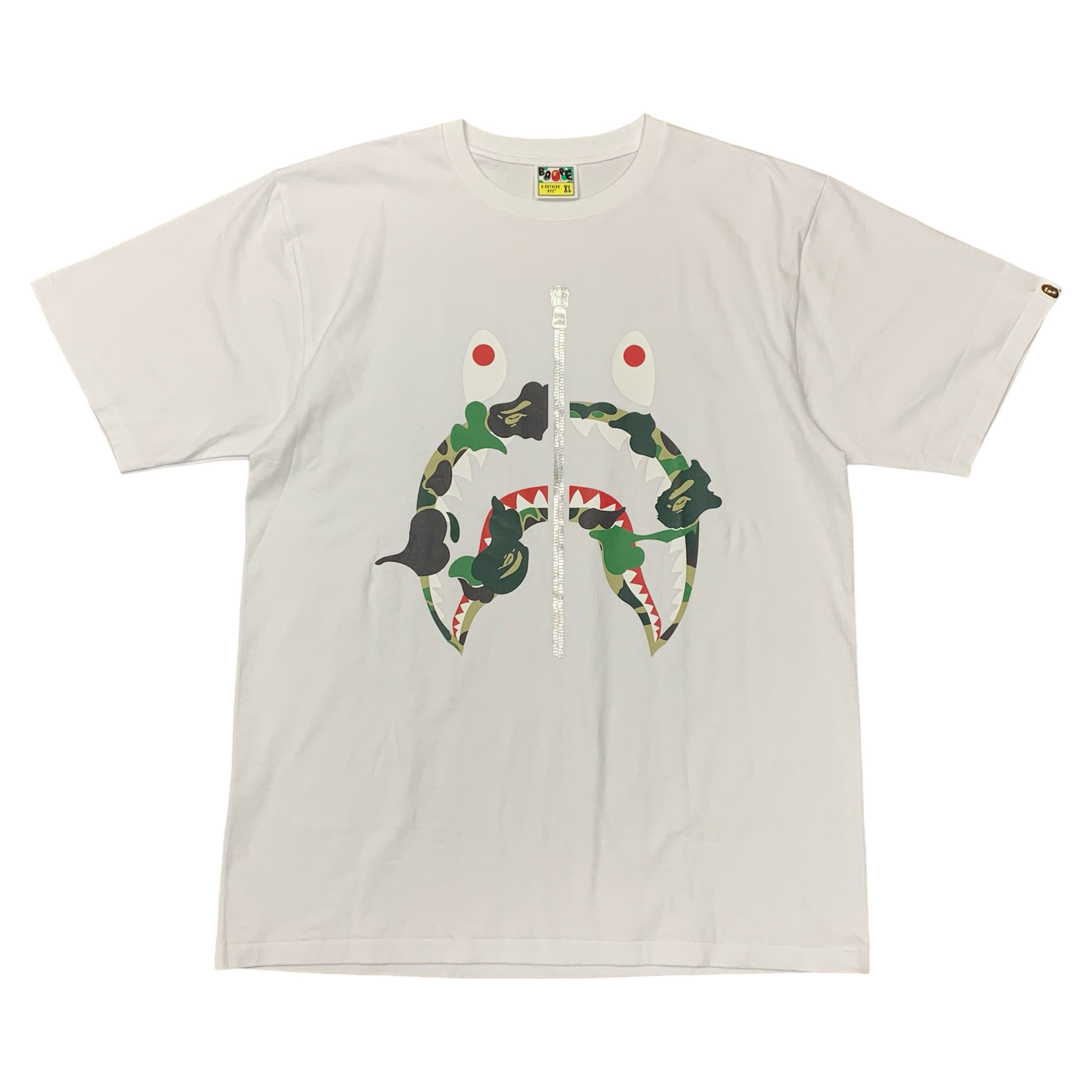 Bape XL Tee Shark ABC Camo Rebuild Shark White T-Shirt A Bathing Ape