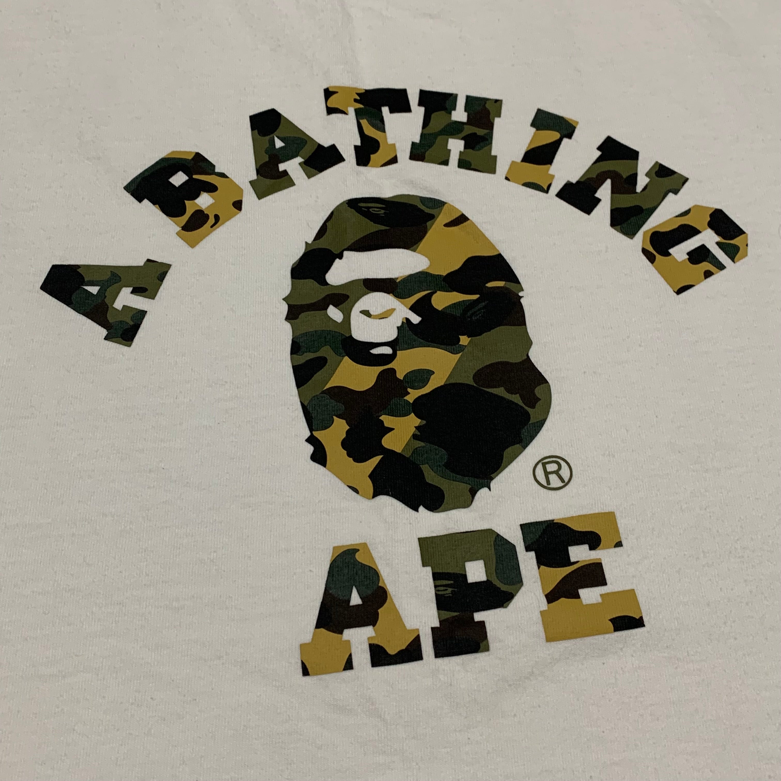 Bape 2XL College Camo White Tee A Bathing Ape XXL