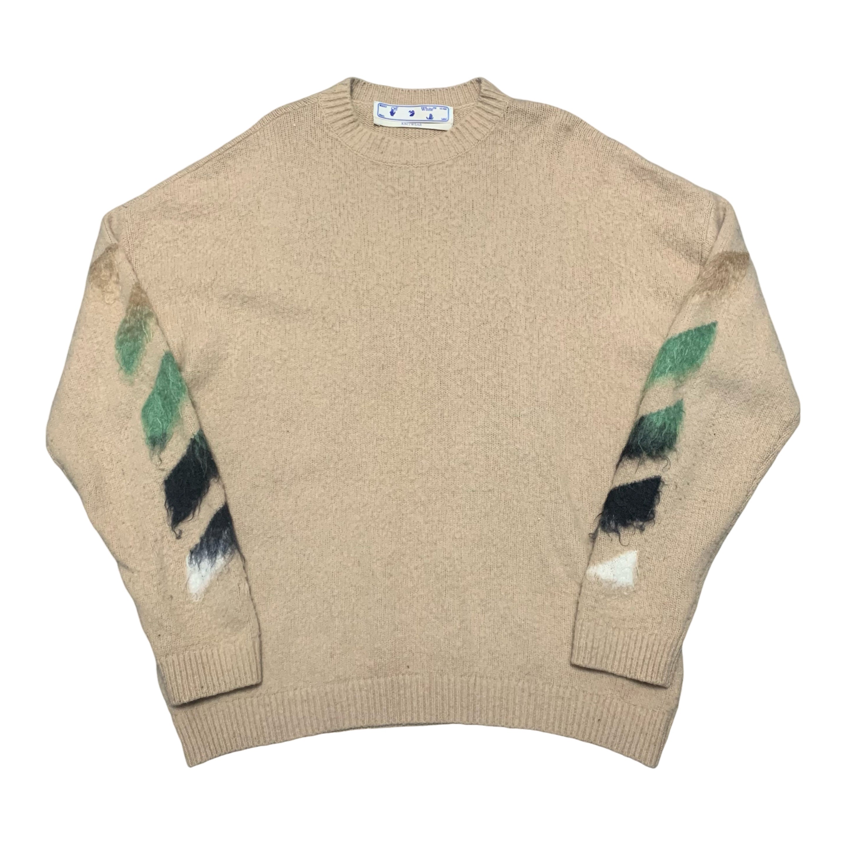 Off White Small Arrows Knit Knitwear Brushed Wool Jumper Beige Virgil Abloh