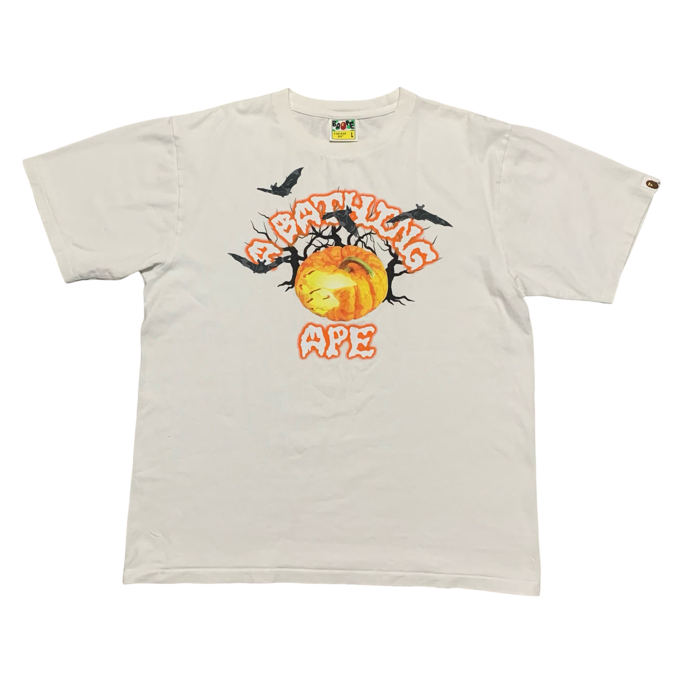 Bape Large Jack O' Lantern College White Tee Halloween 2022