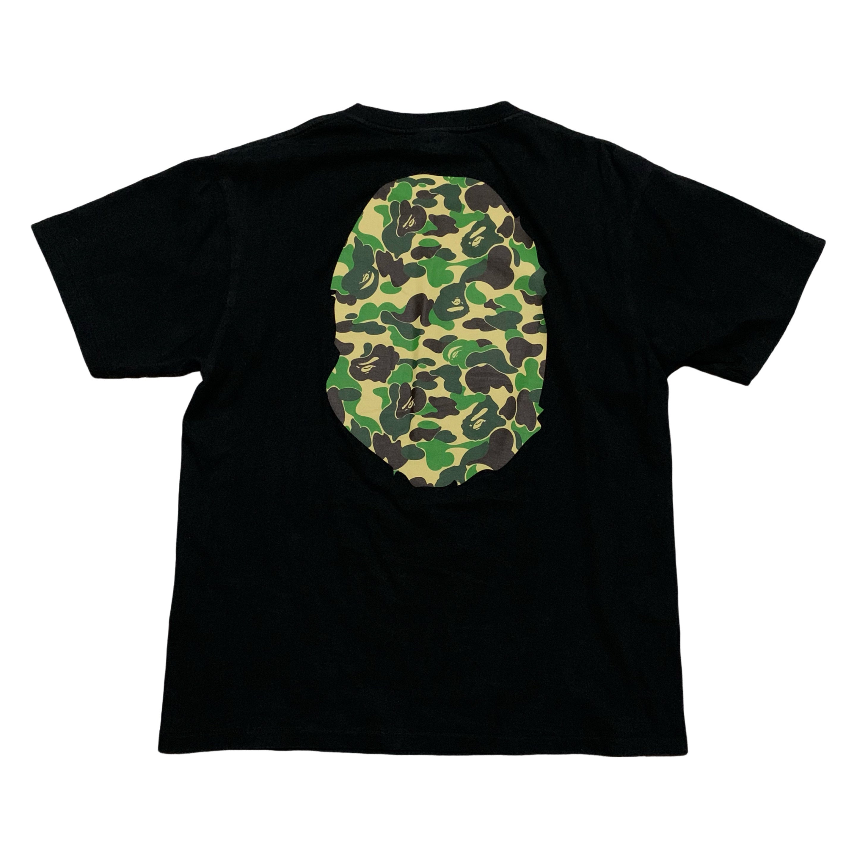 Bape Large Big Ape Head Green ABC Camo Black Tee