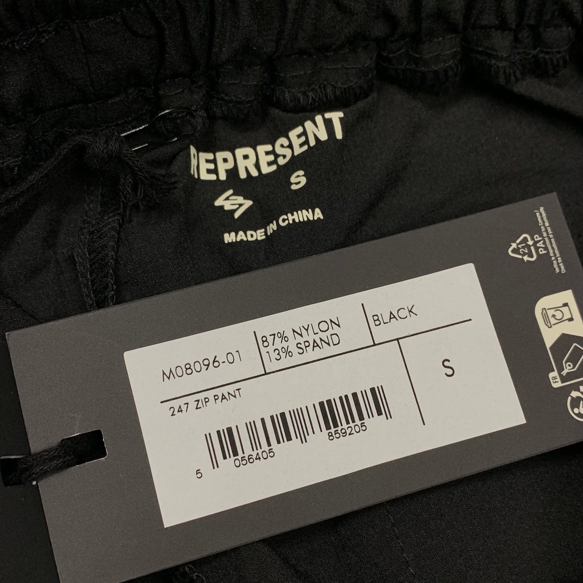 Represent Small Pant 247 Black Zip Track Cargo Bottoms