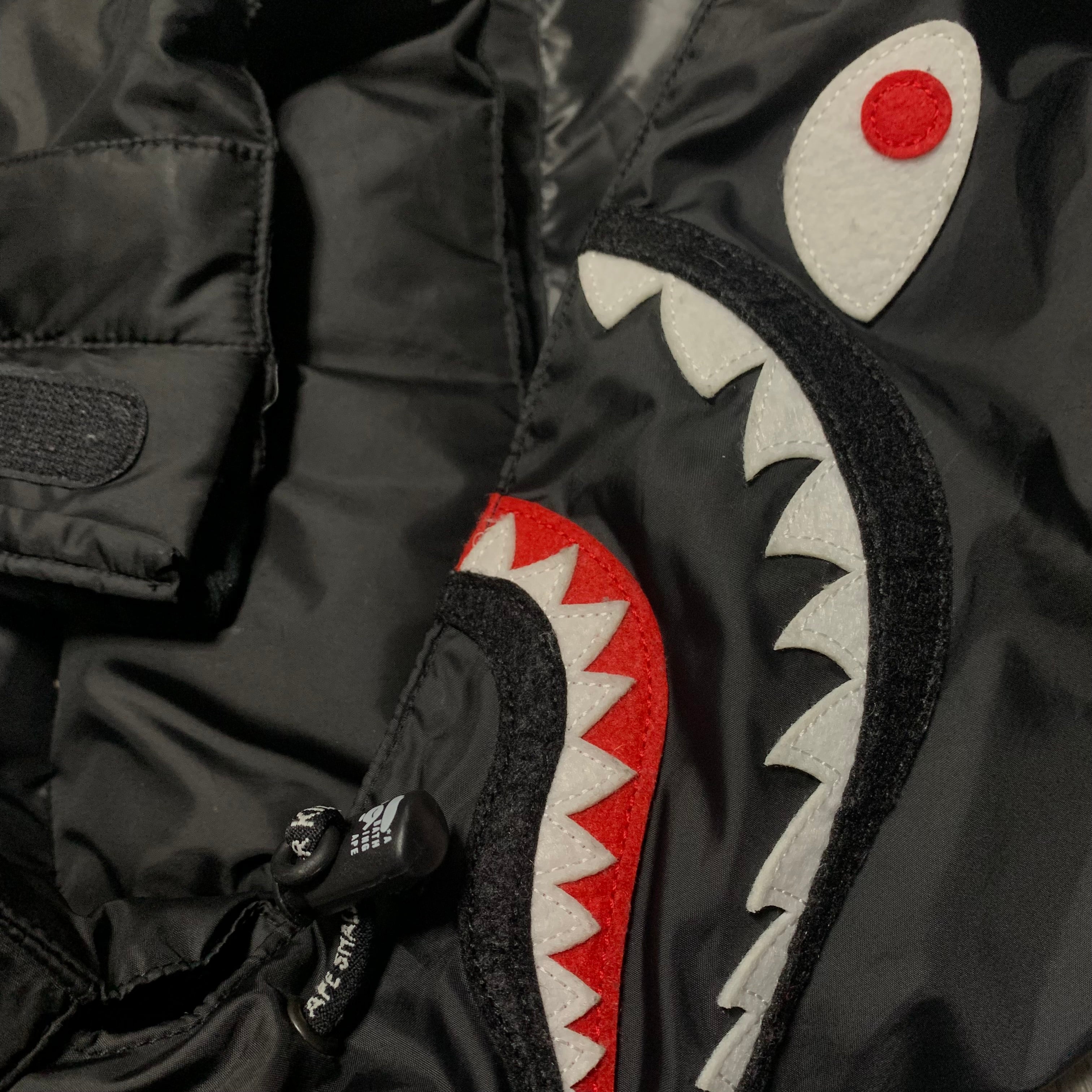 Bape Small Shark Snowboard Down Puffer Jacket Black A Bathing Ape 2022 (RRP £599)