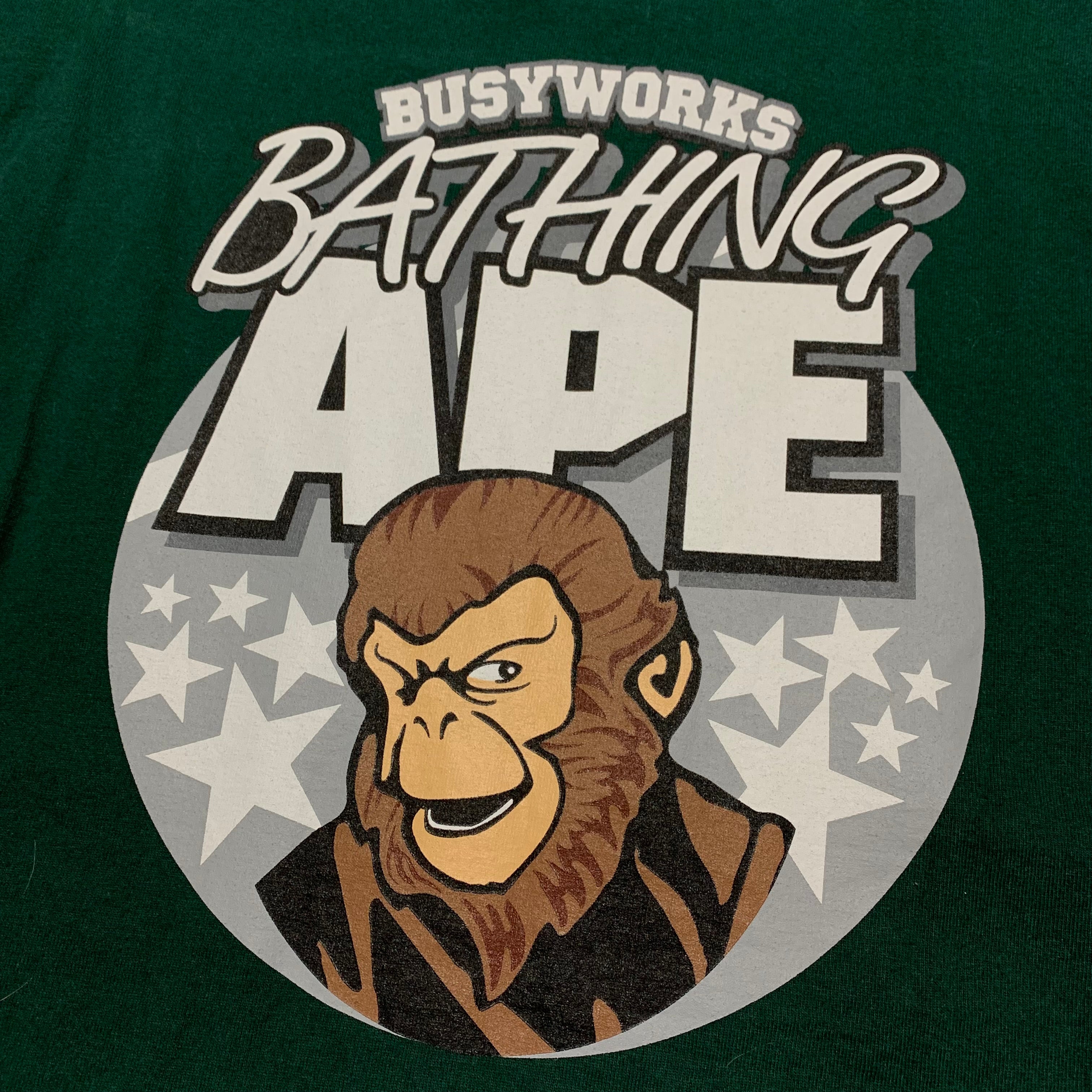 Bape XL Busy Works Bathing Ape Graphic Green Tee