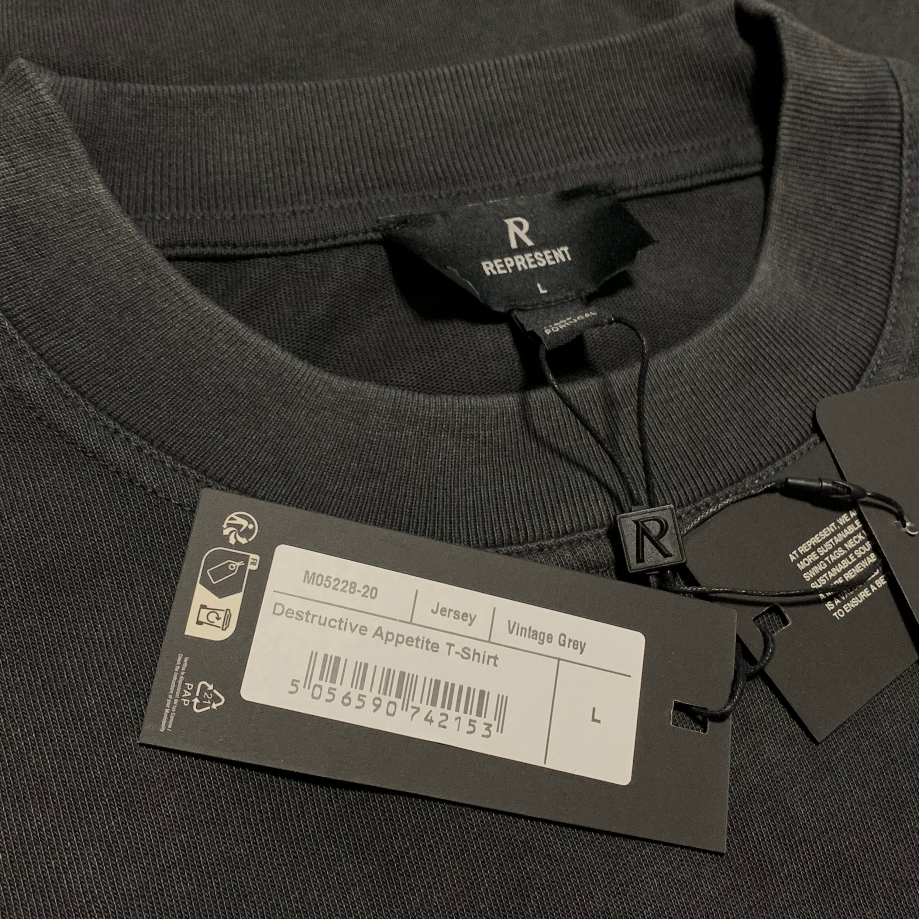 Represent Large Destructive Appetite Vintage Grey Tee