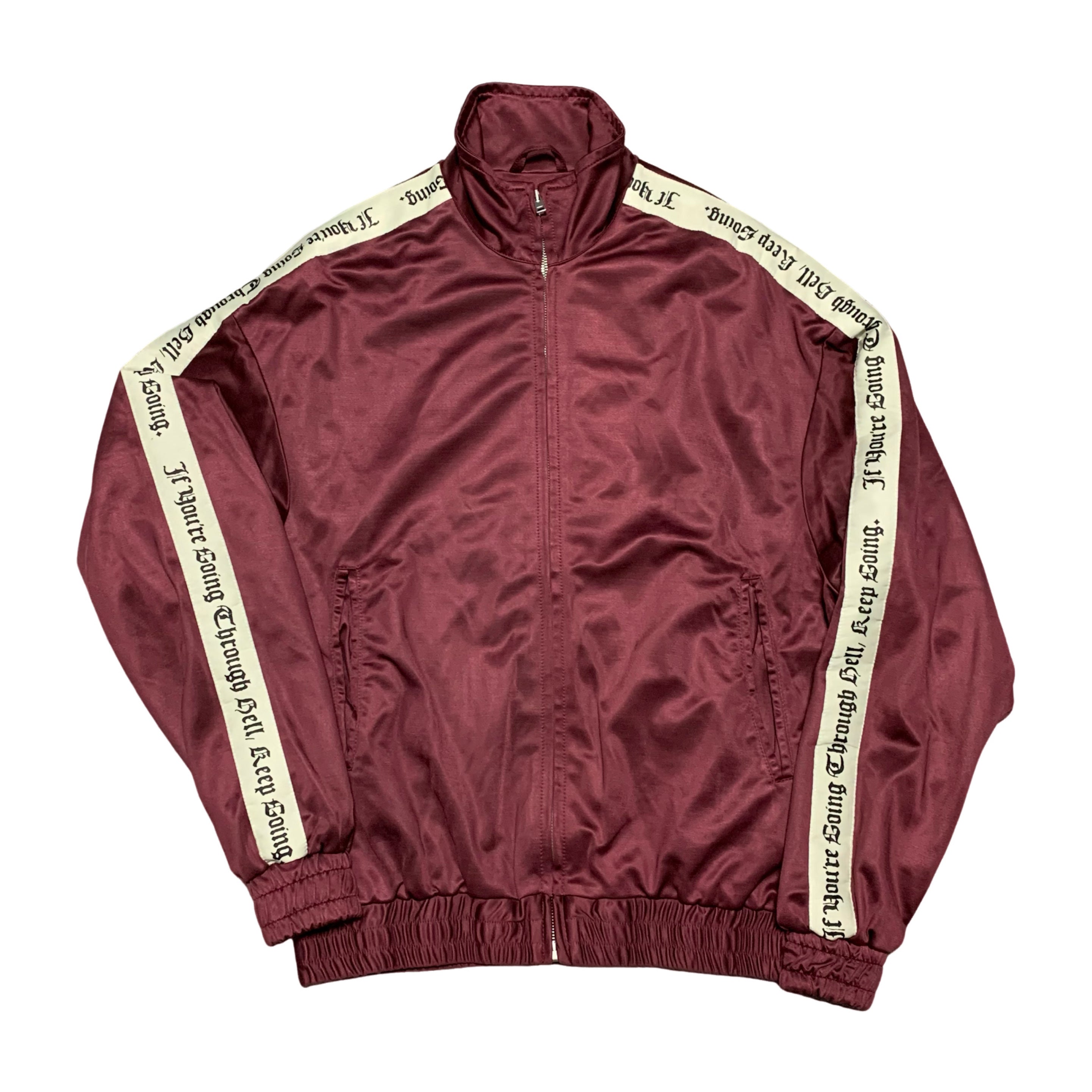 Represent Medium Track Jacket Burgundy Going Through Hell British Made