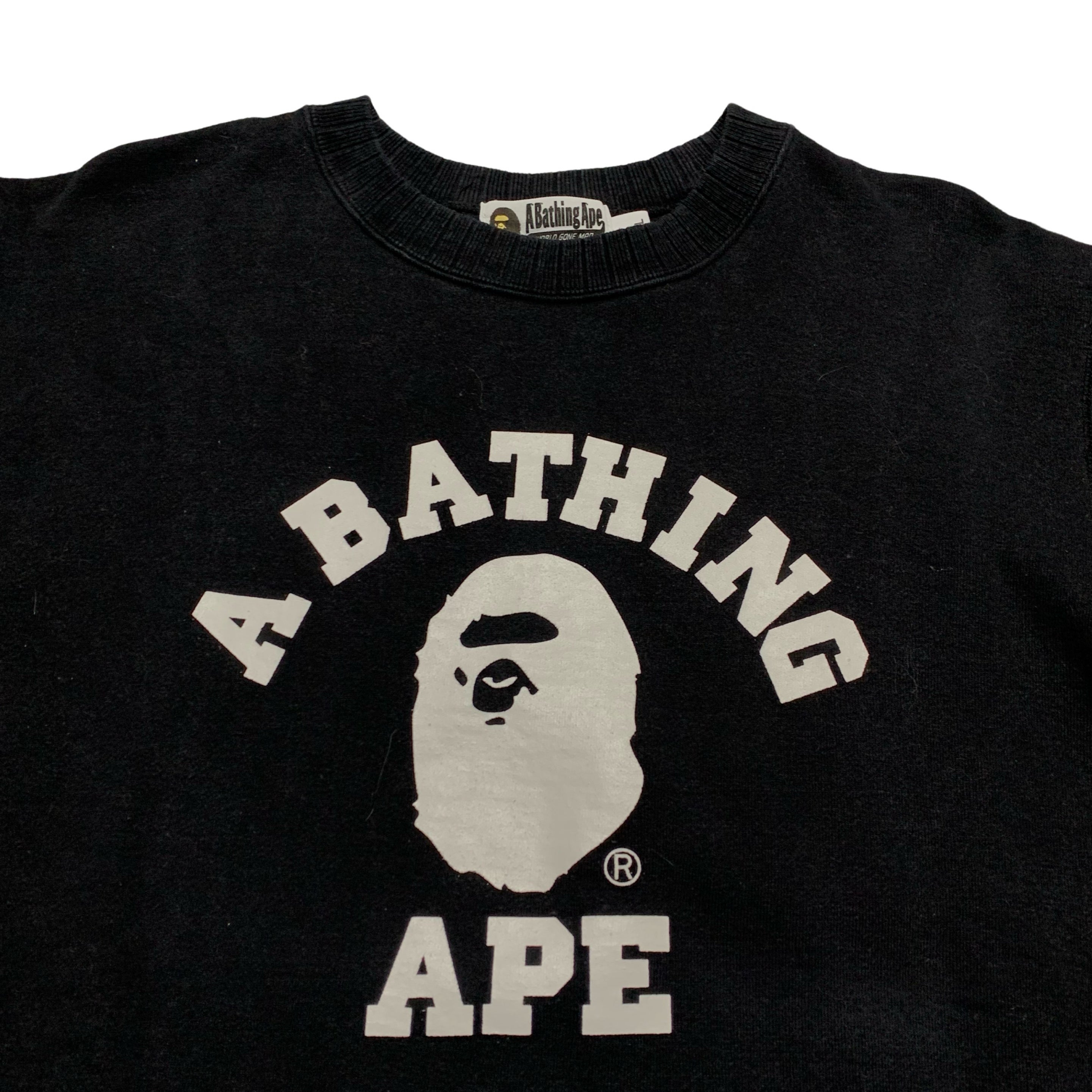 Bape Large College Black Crewneck Sweatshirt A Bathing Ape