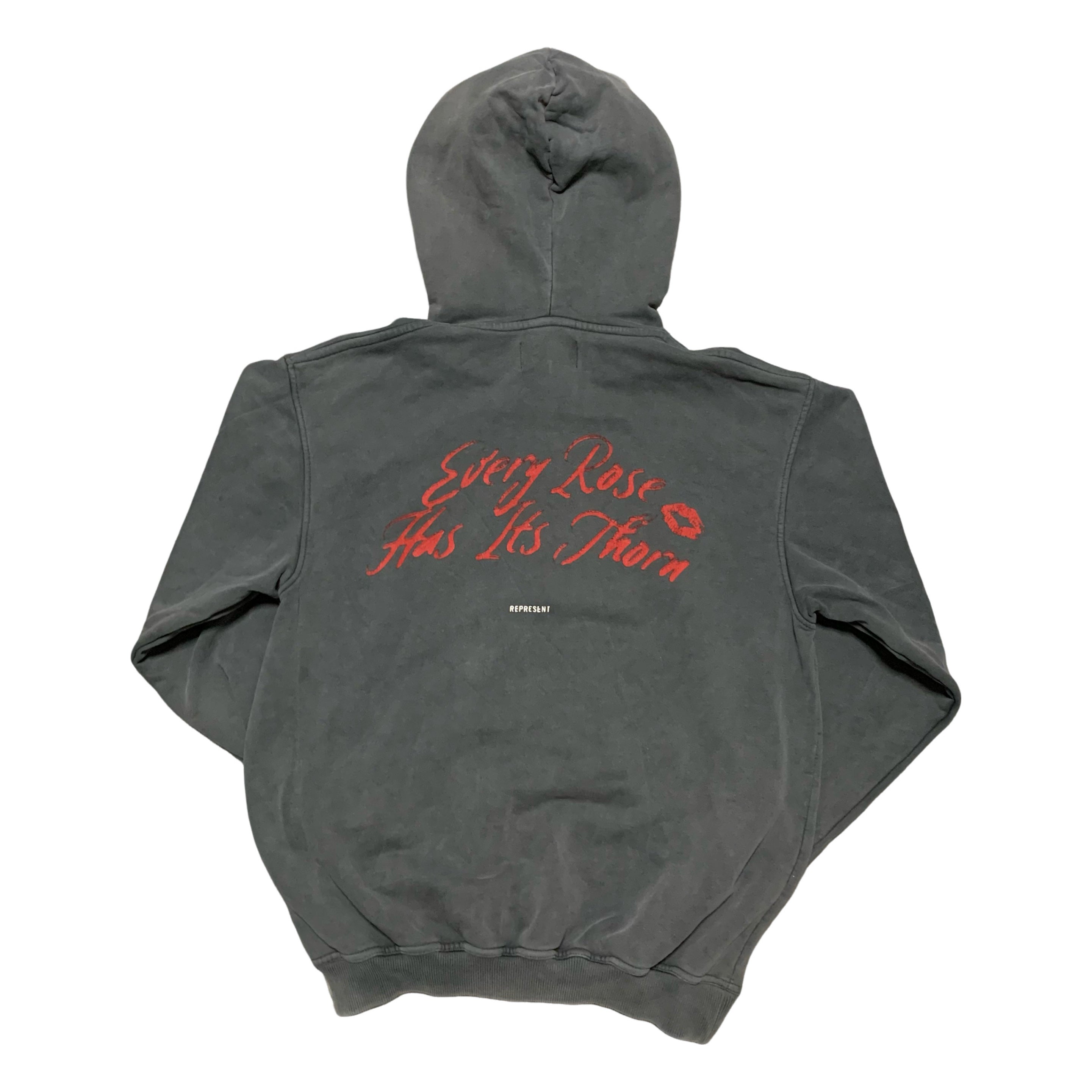 Represent XS Every Rose Vintage Grey Hoodie