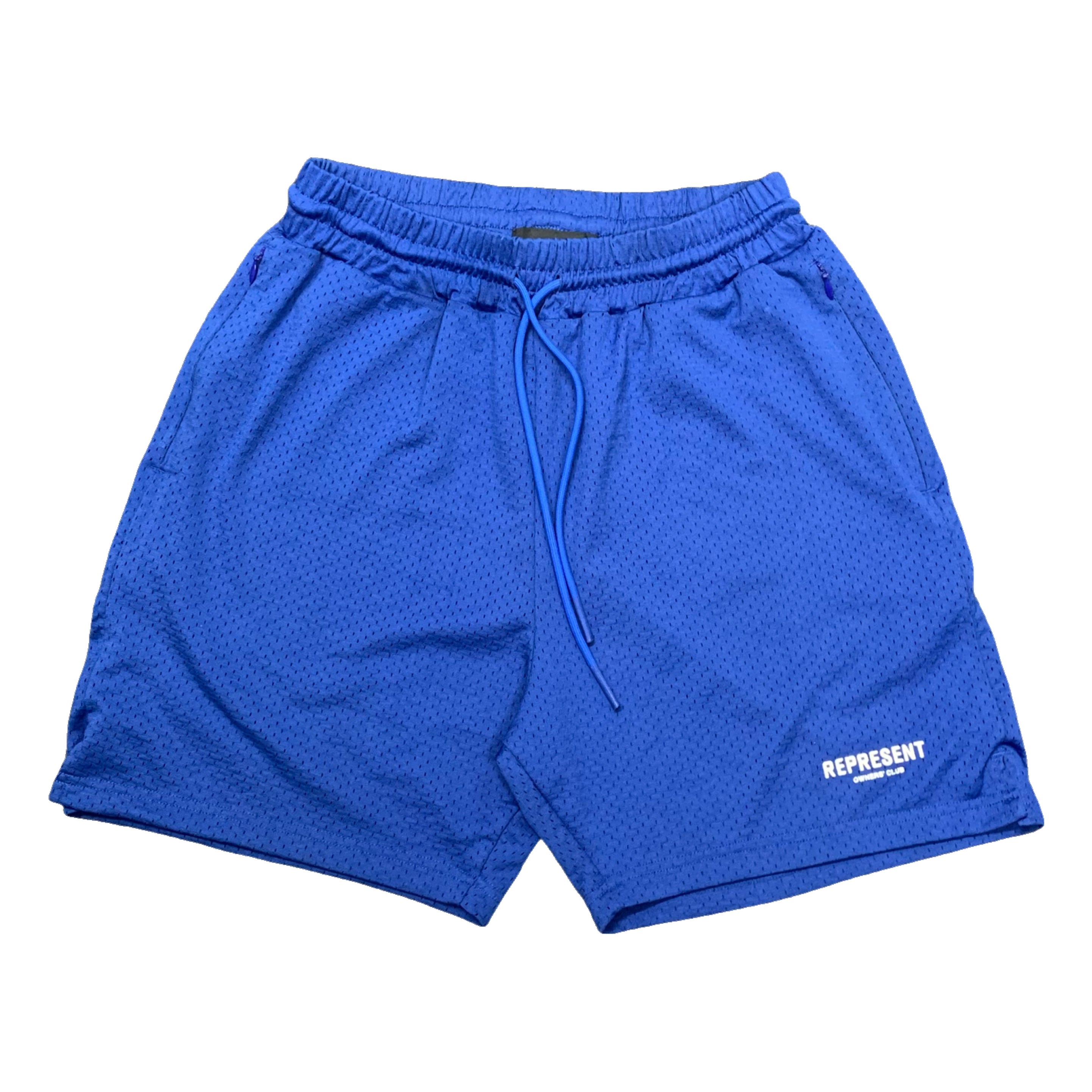 Represent Small Shorts Owners Club Blue Mesh Zip Shorts
