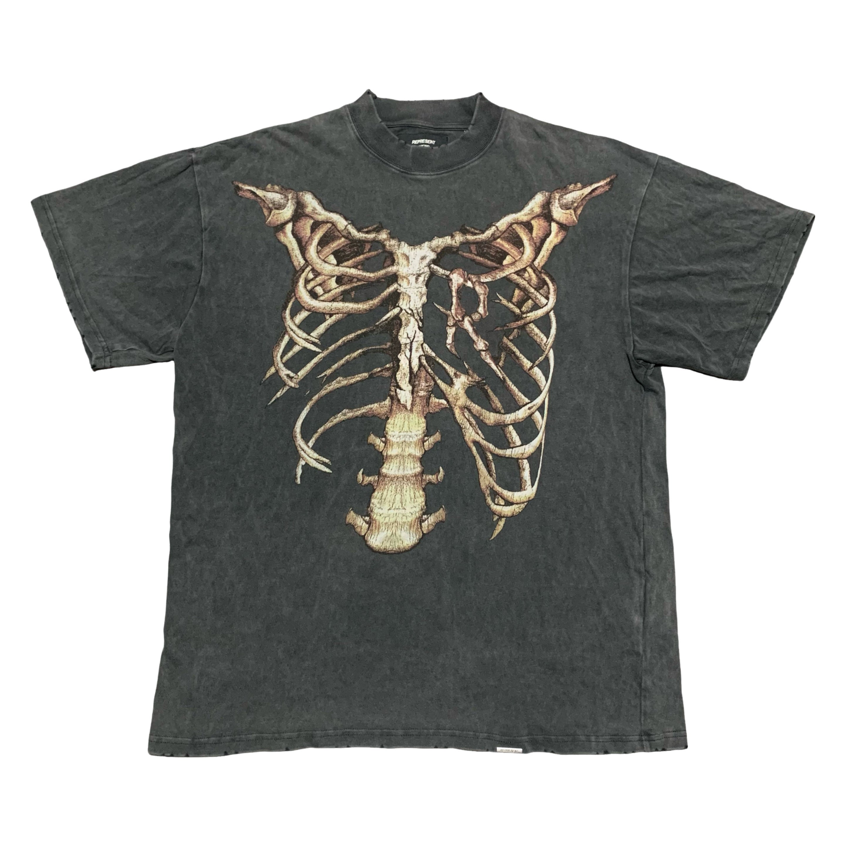 Represent Medium Bones Vintage Grey Tee Skeleton Graphic