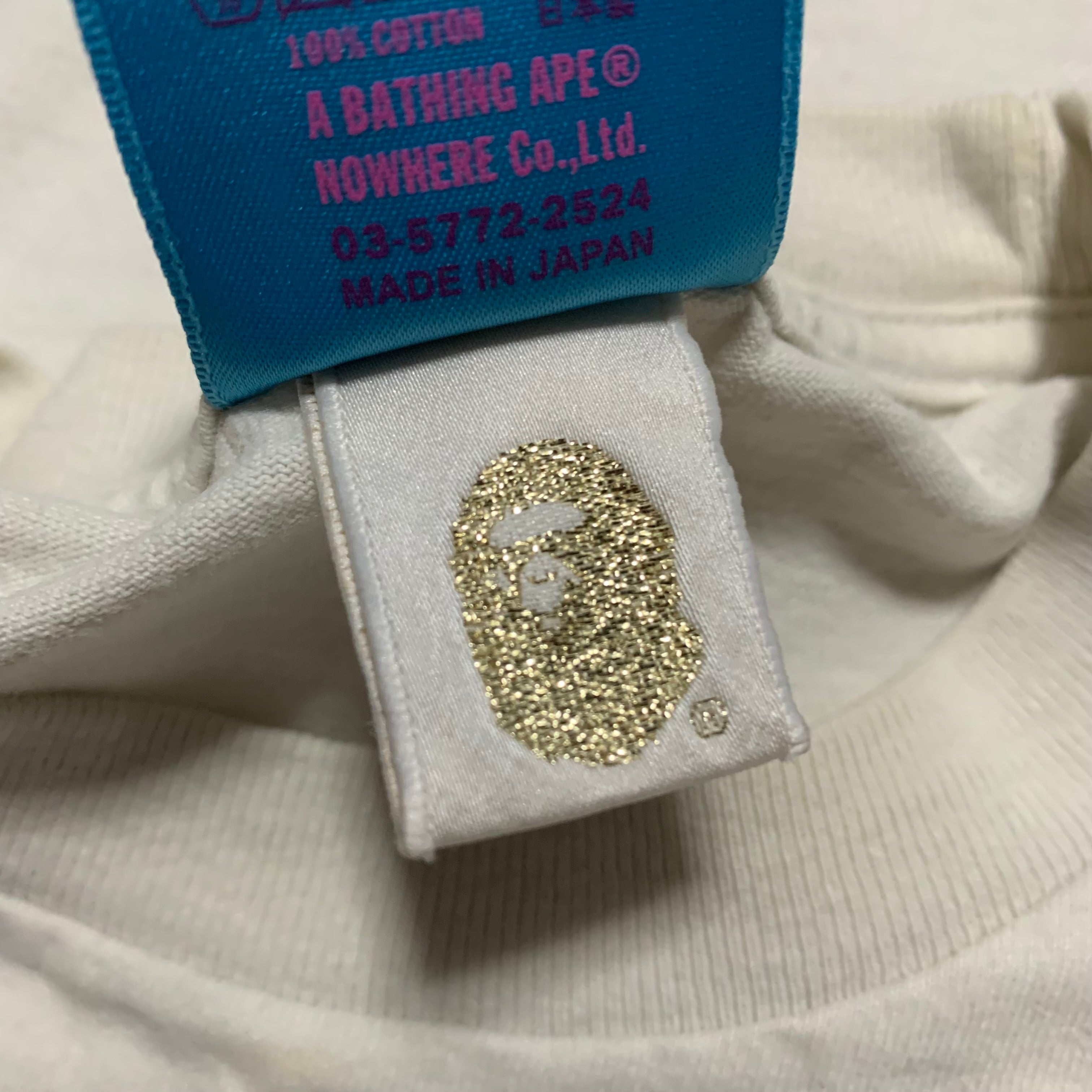 Bape Large Ape Face Camo Graphic White Tee A Bathing Ape Vintage