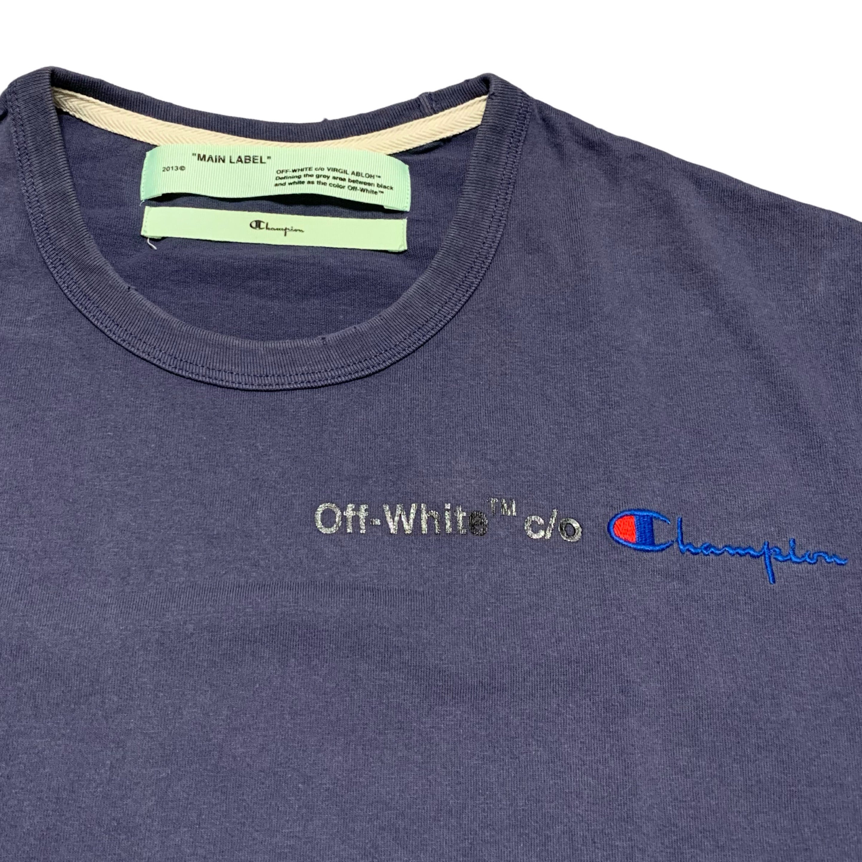 Off White Medium Champion Arrows Dusty Blue Tee Virgil Abloh