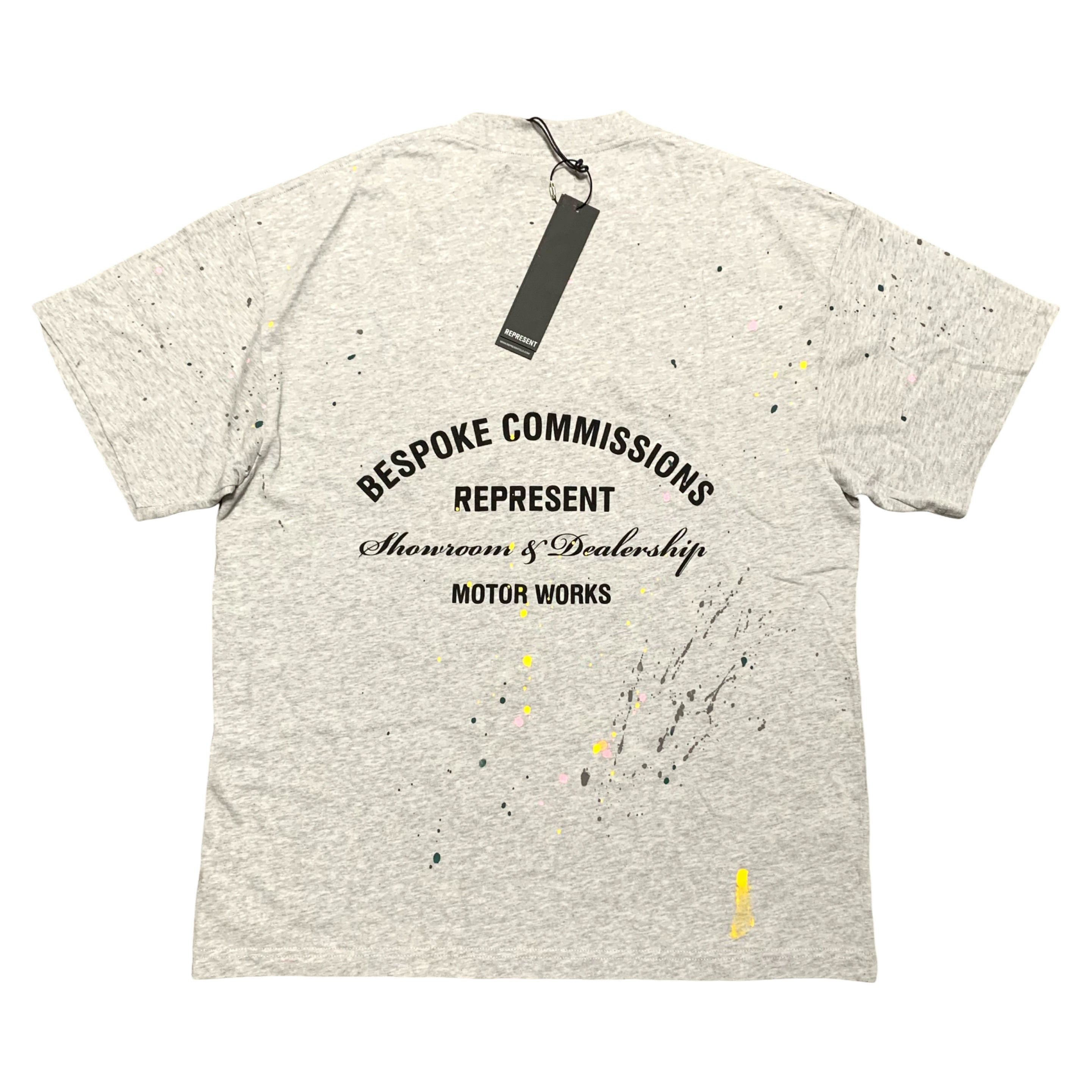 Represent Small Bespoke Commissions Grey Tee Paint Splatter
