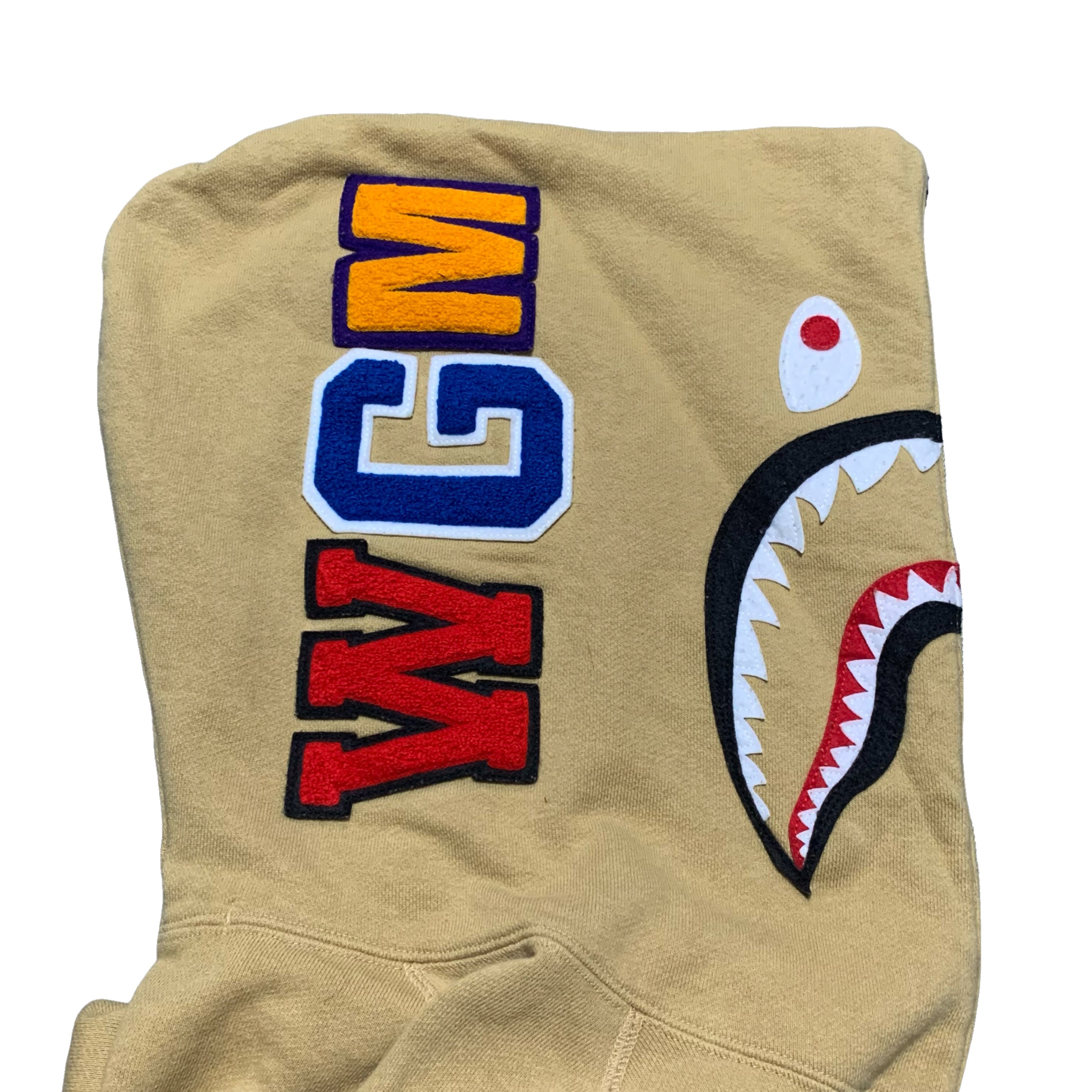 Bape XL Shark Mustard Beige Half Zip Hoodie A Bathing Ape