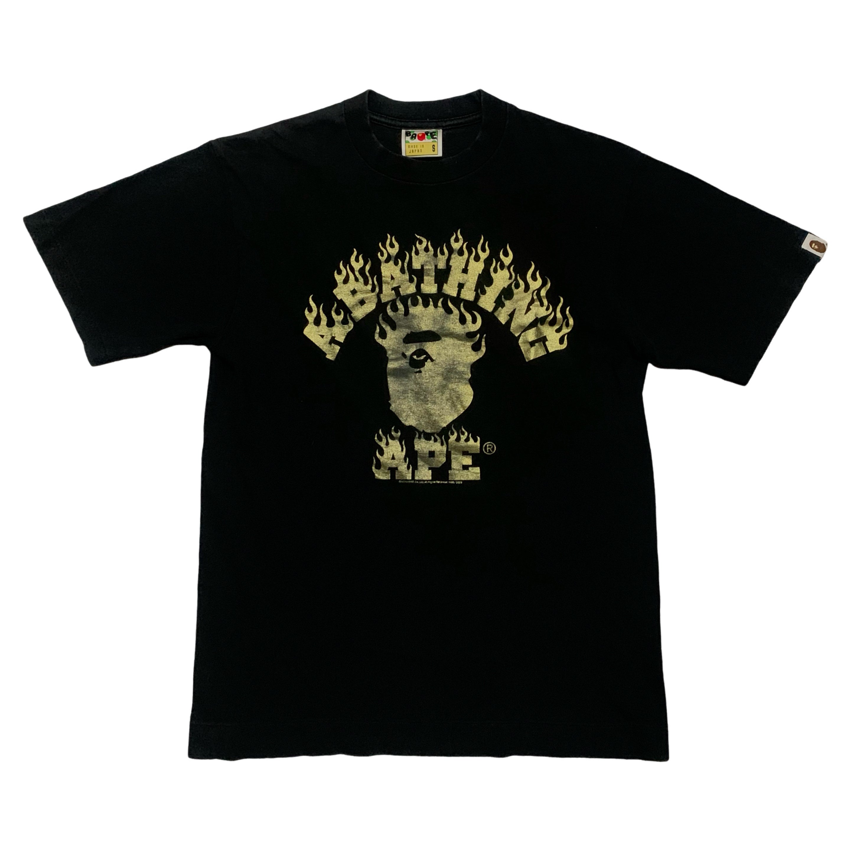 Bape Small College Gold Fire Foil Black Tee A Bathing Ape 2009