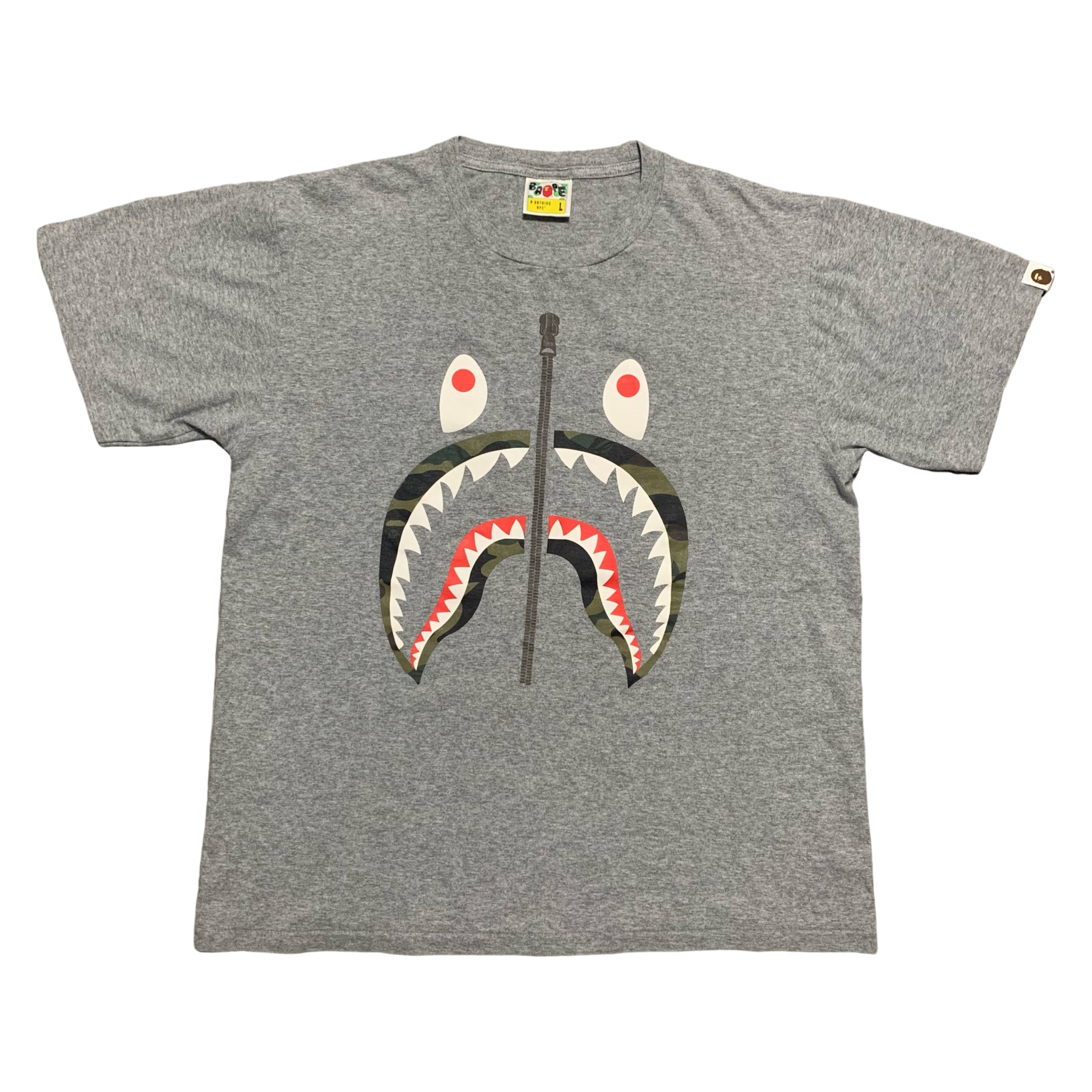 Bape Large Shark 1st Camo Grey Tee A Bathing Ape