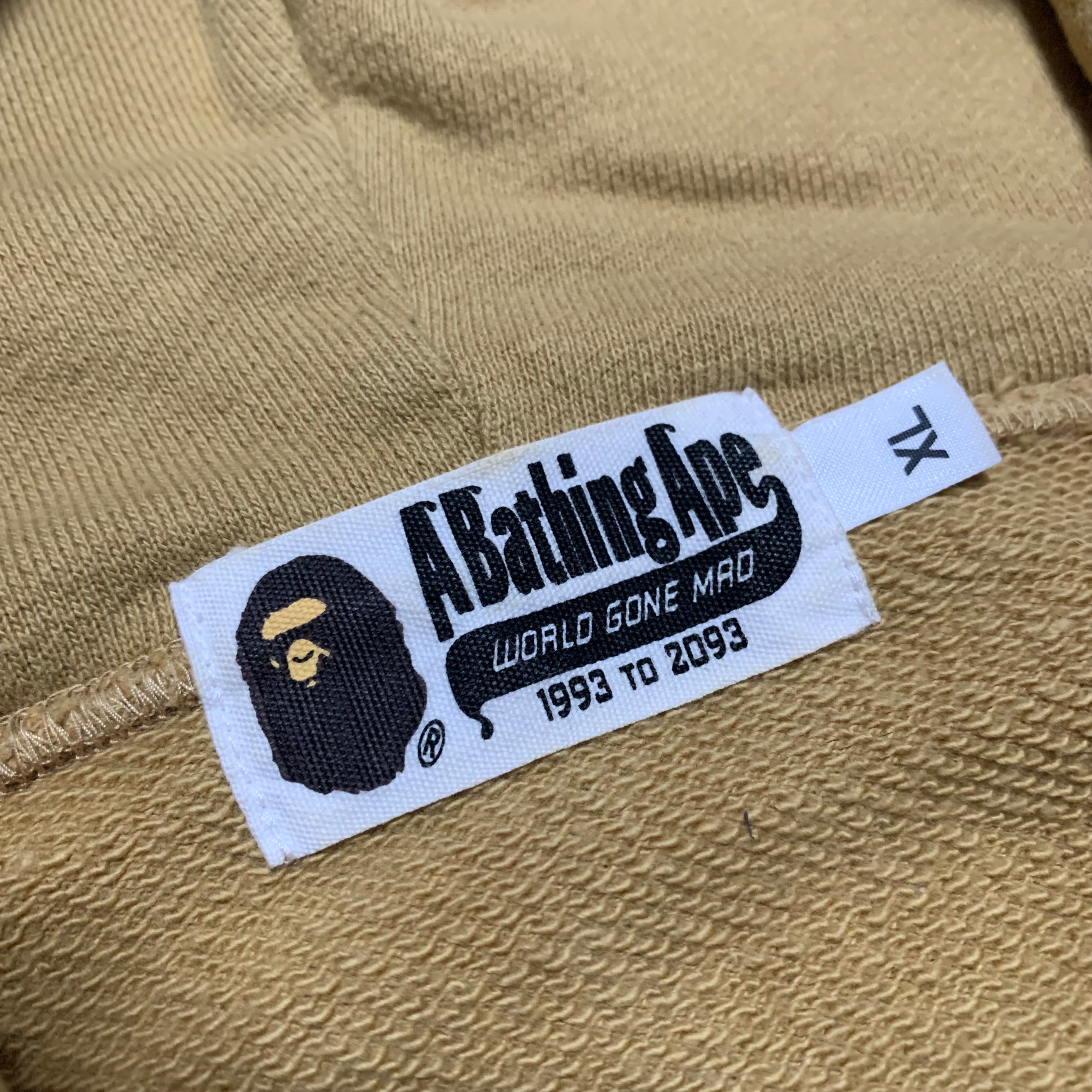 Bape XL Shark Mustard Beige Half Zip Hoodie A Bathing Ape