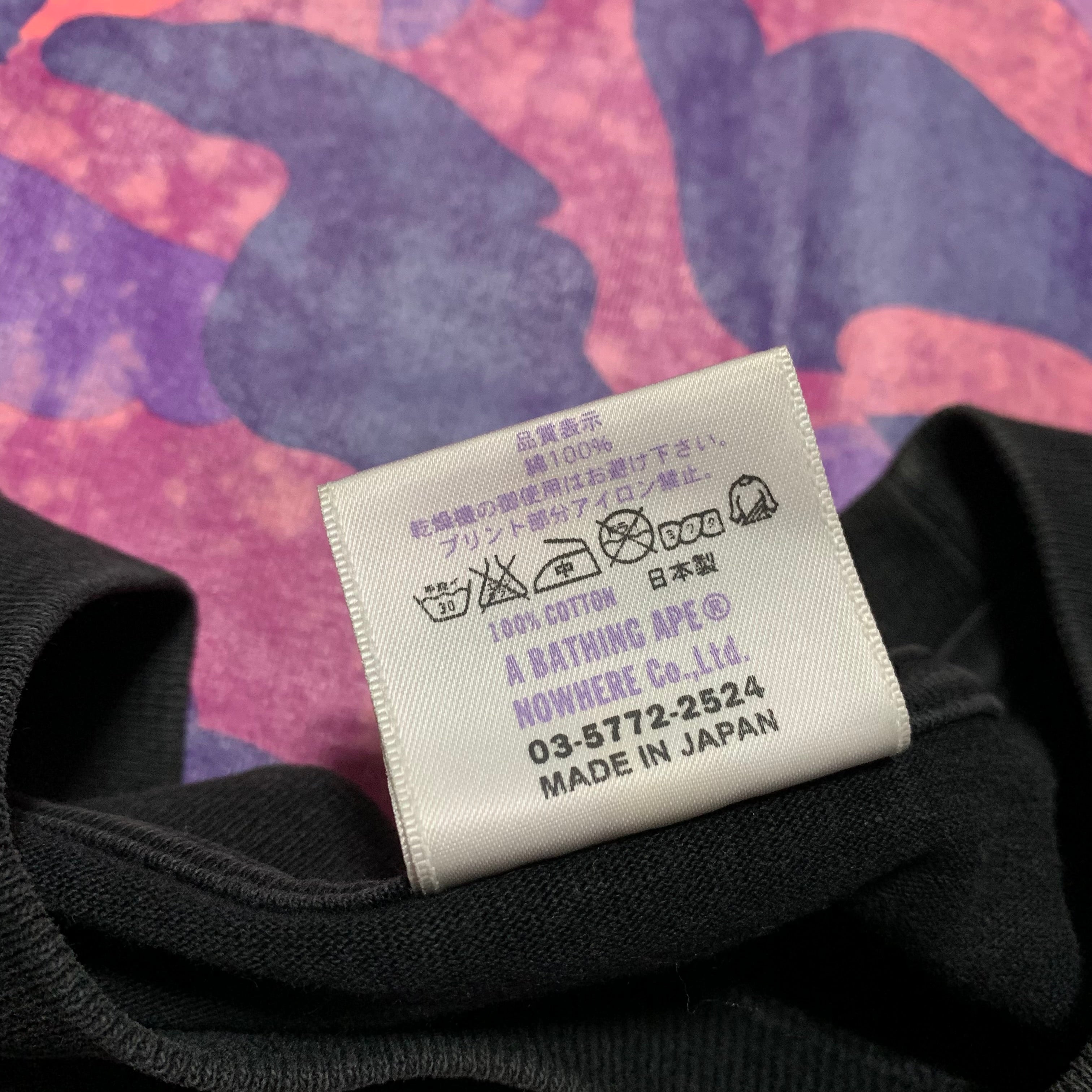 Bape Medium Big Ape Head Purple Camo Black Tee Vintage