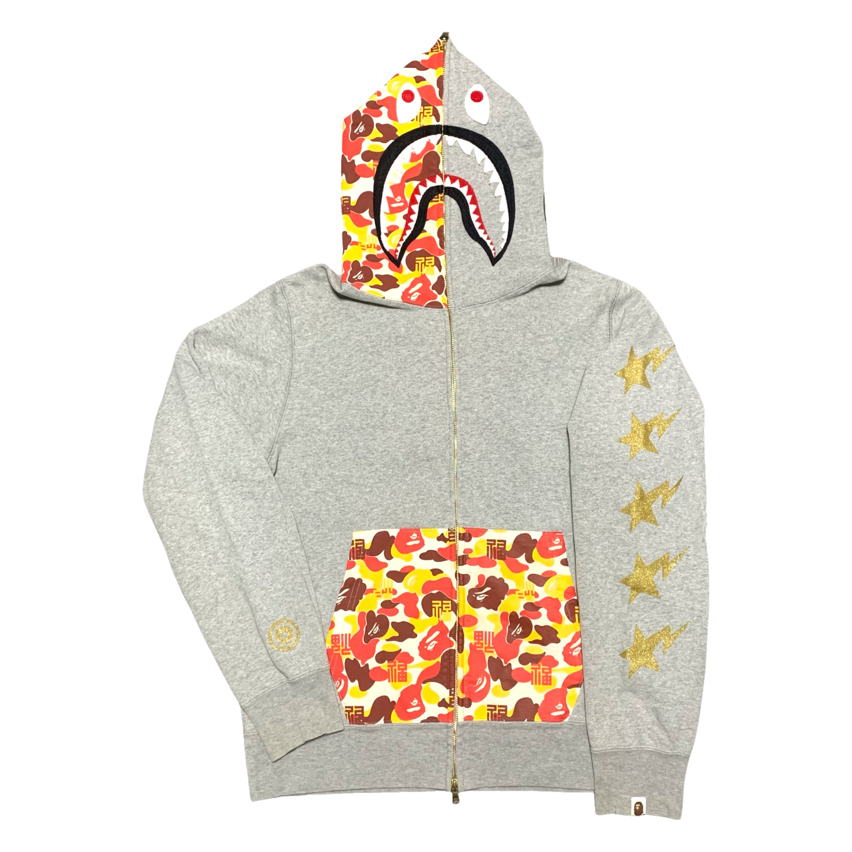 Bape Large Shark Full Zip Hoodie Beijing China 5th Anniversary Grey A Bathing Ape Limited Edition