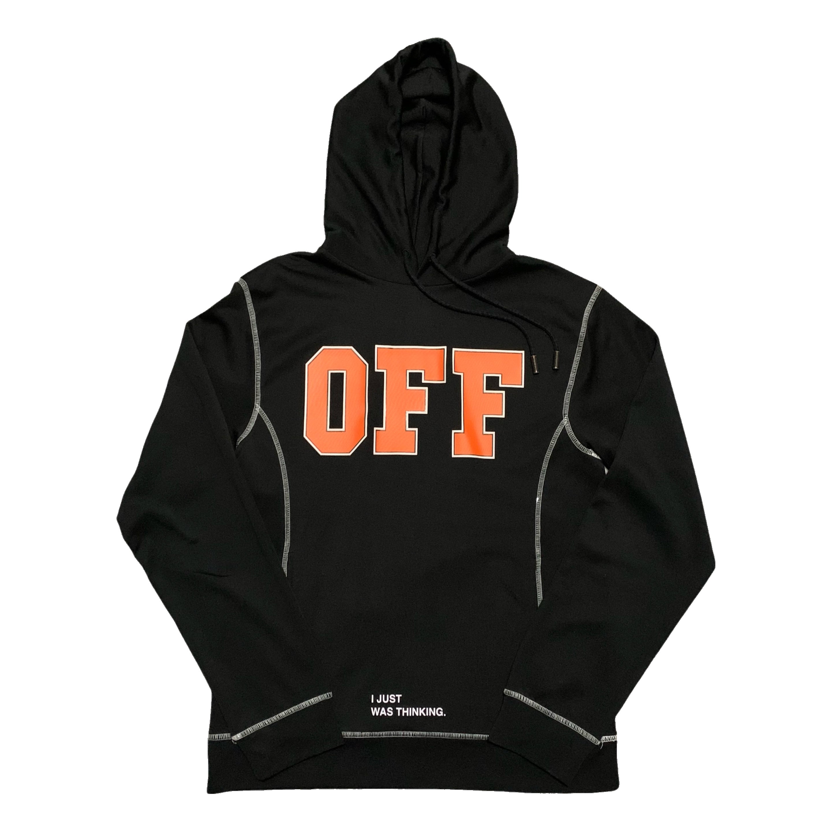 Off White Large Black Hoodie Virgil Abloh 'I JUST WAS THINKING'