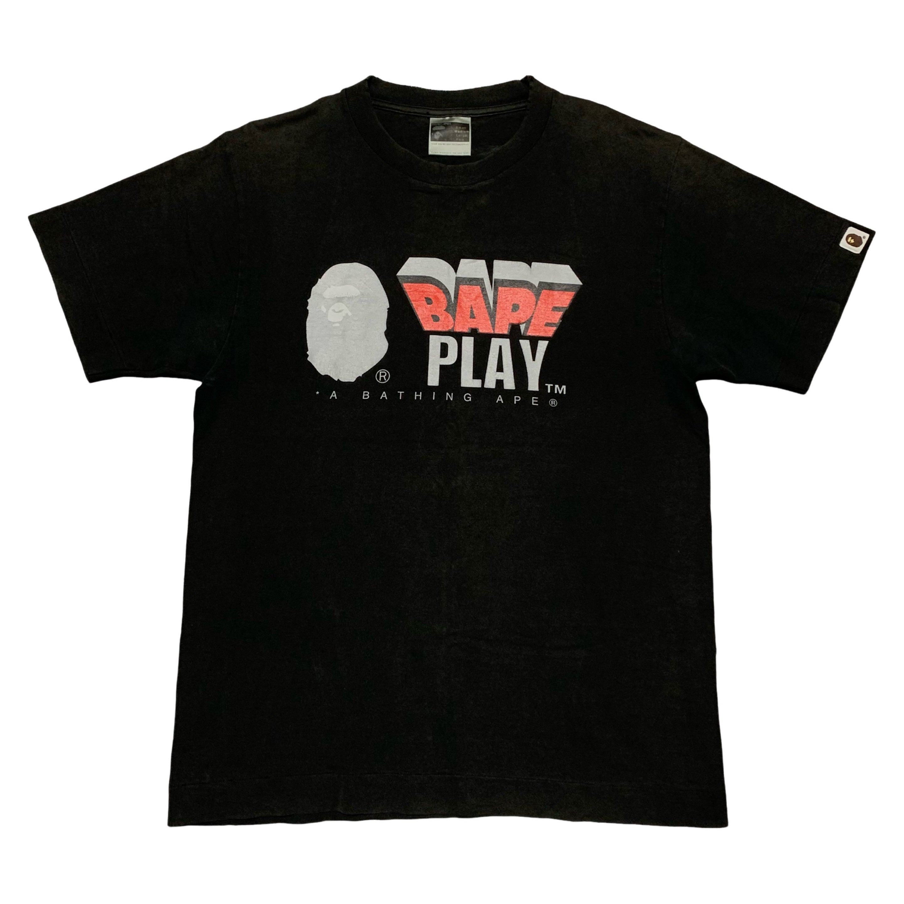 Bape Medium Play Graphic Black Tee A Bathing Ape Vintage OG 1999