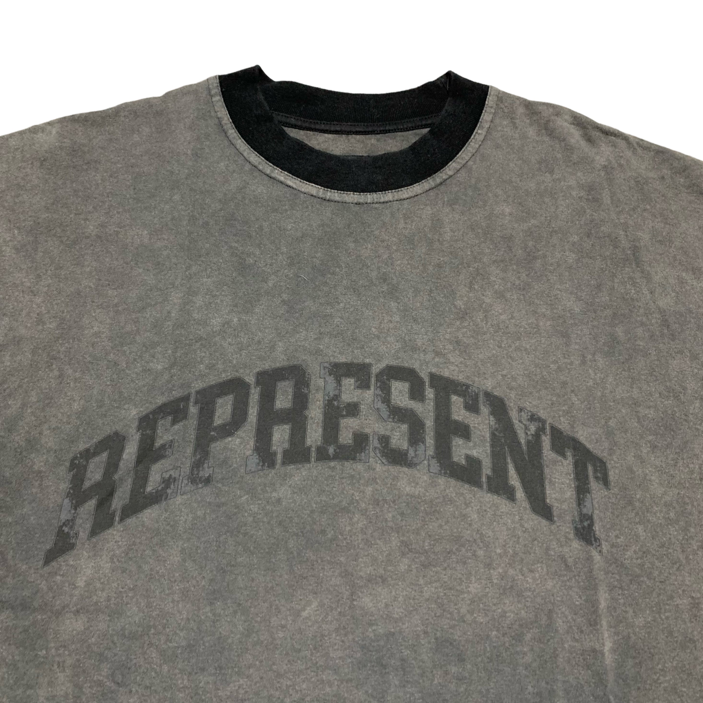 Represent Small Arched Logo Vintage Grey Tee