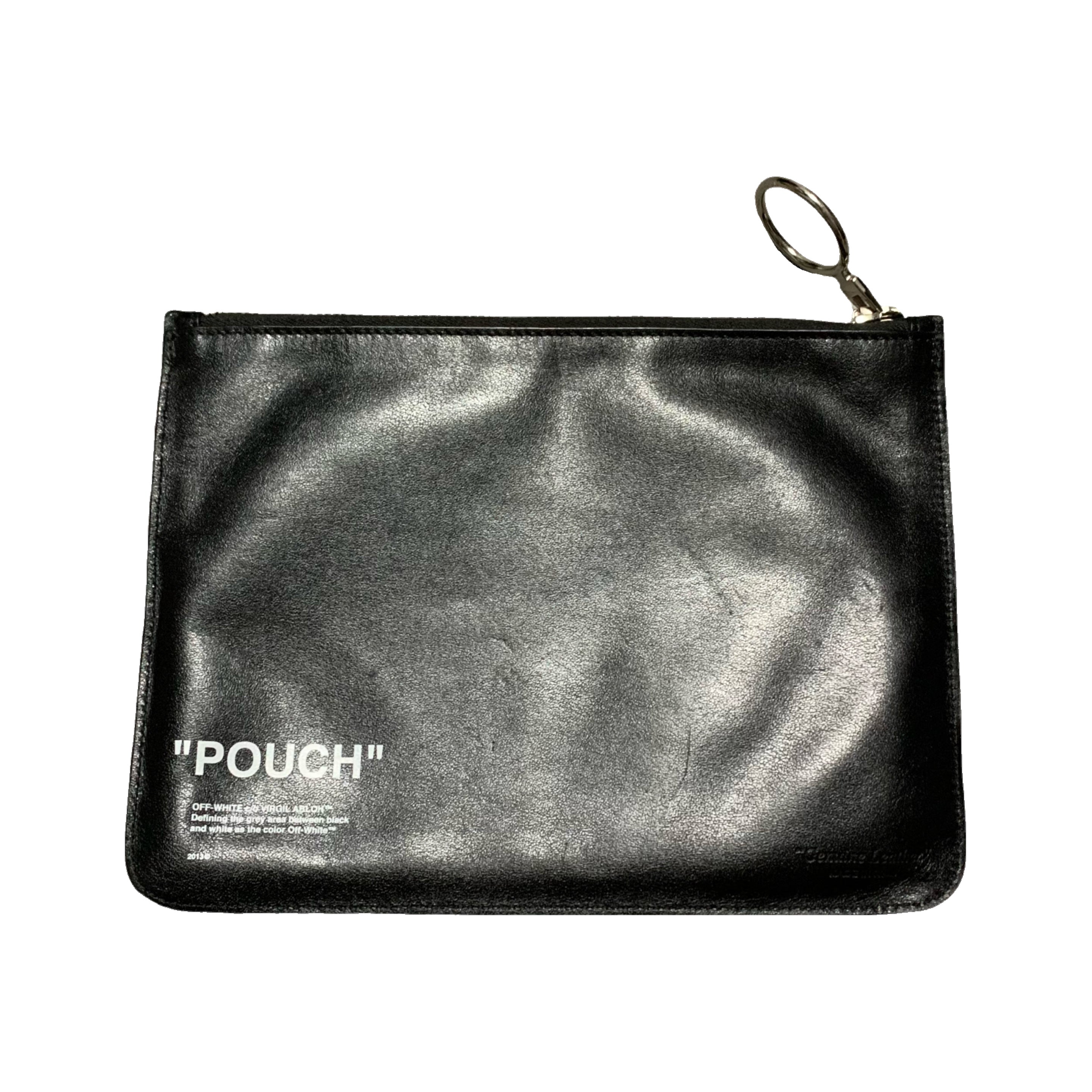 Off White Wallet Coin Pouch Quote Black Leather Virgil Abloh
