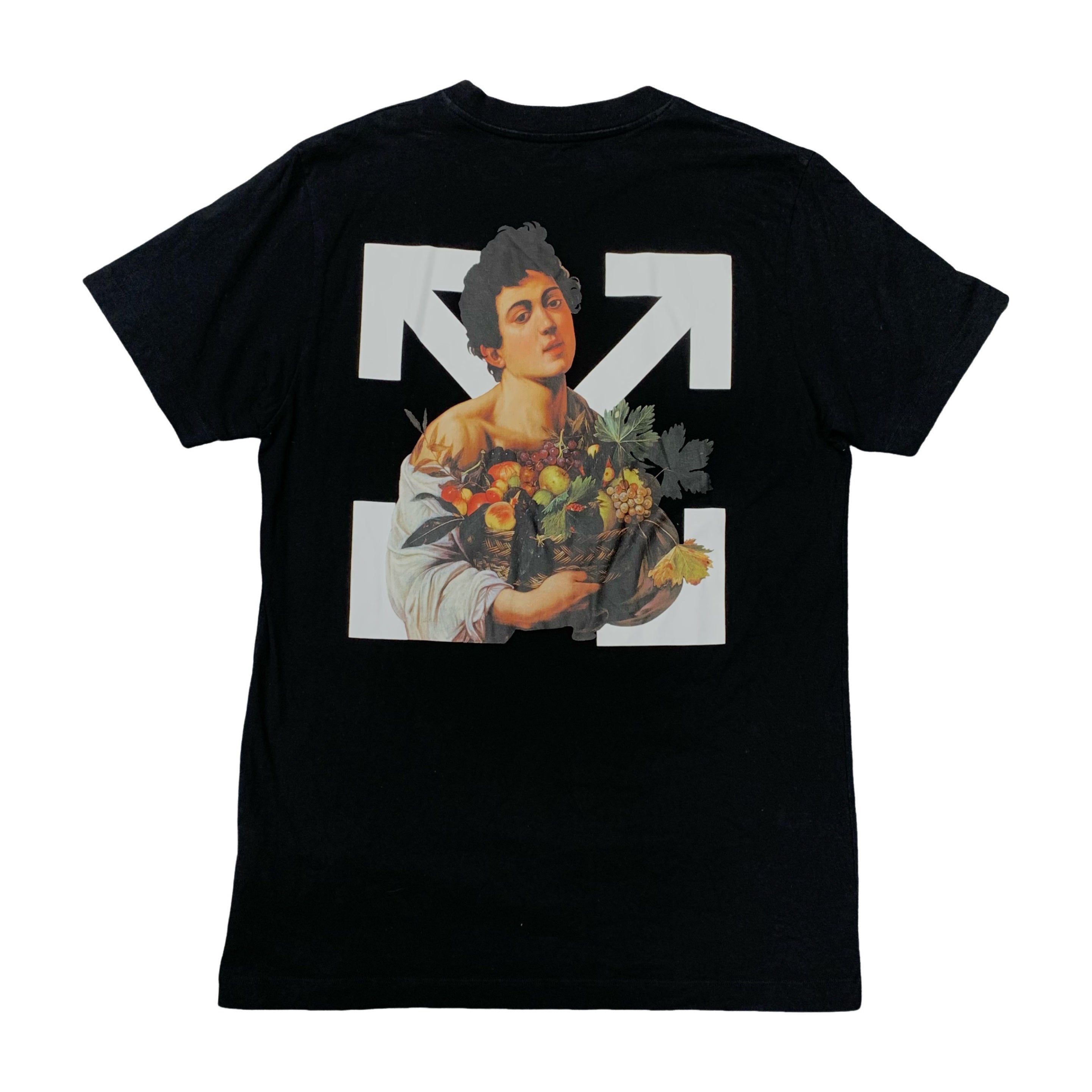 Off White Large Tee Caravaggio Boy Arrows Black T-Shirt Virgil Abloh