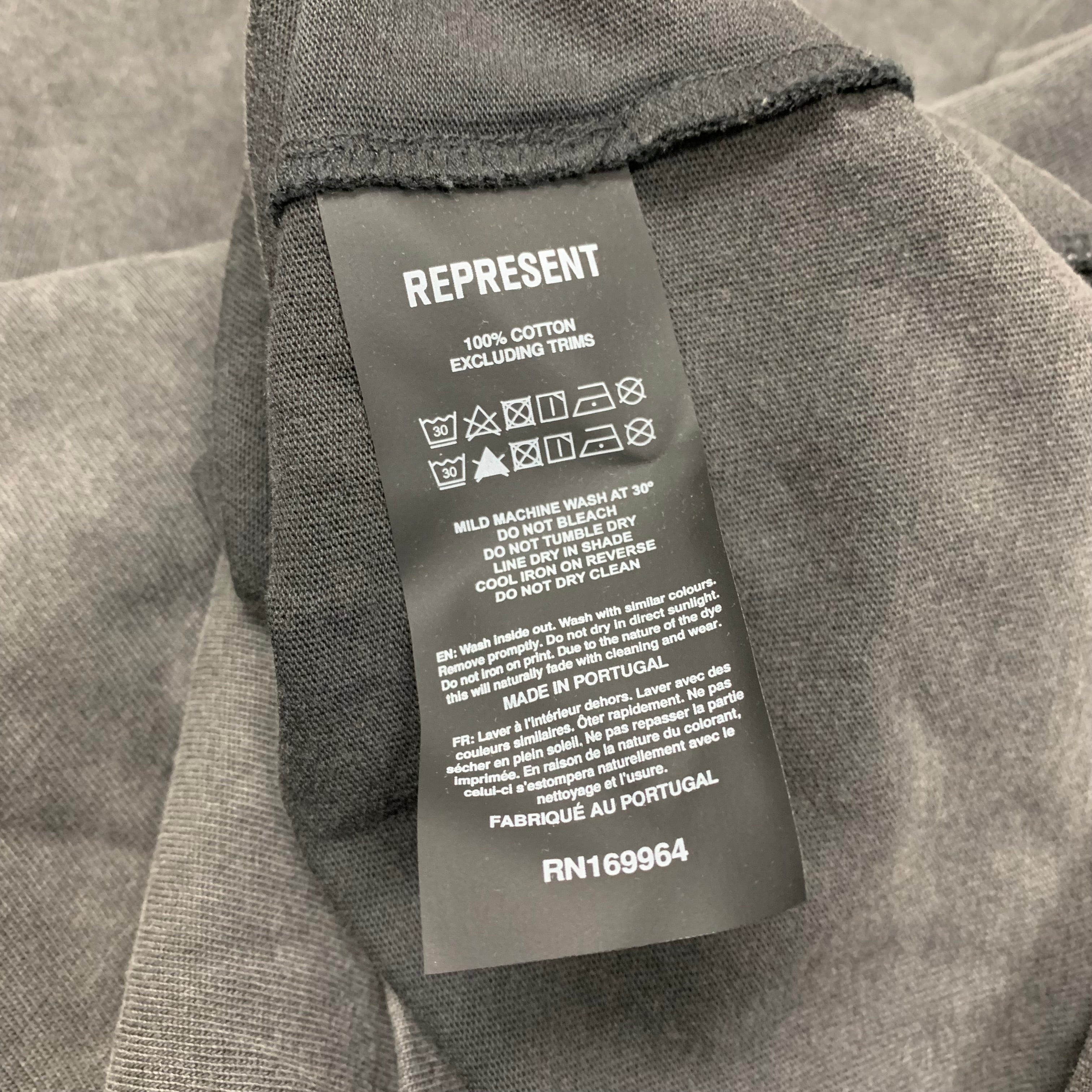Represent Medium Tee Owners Club Yellow Font Vintage Grey T-Shirt