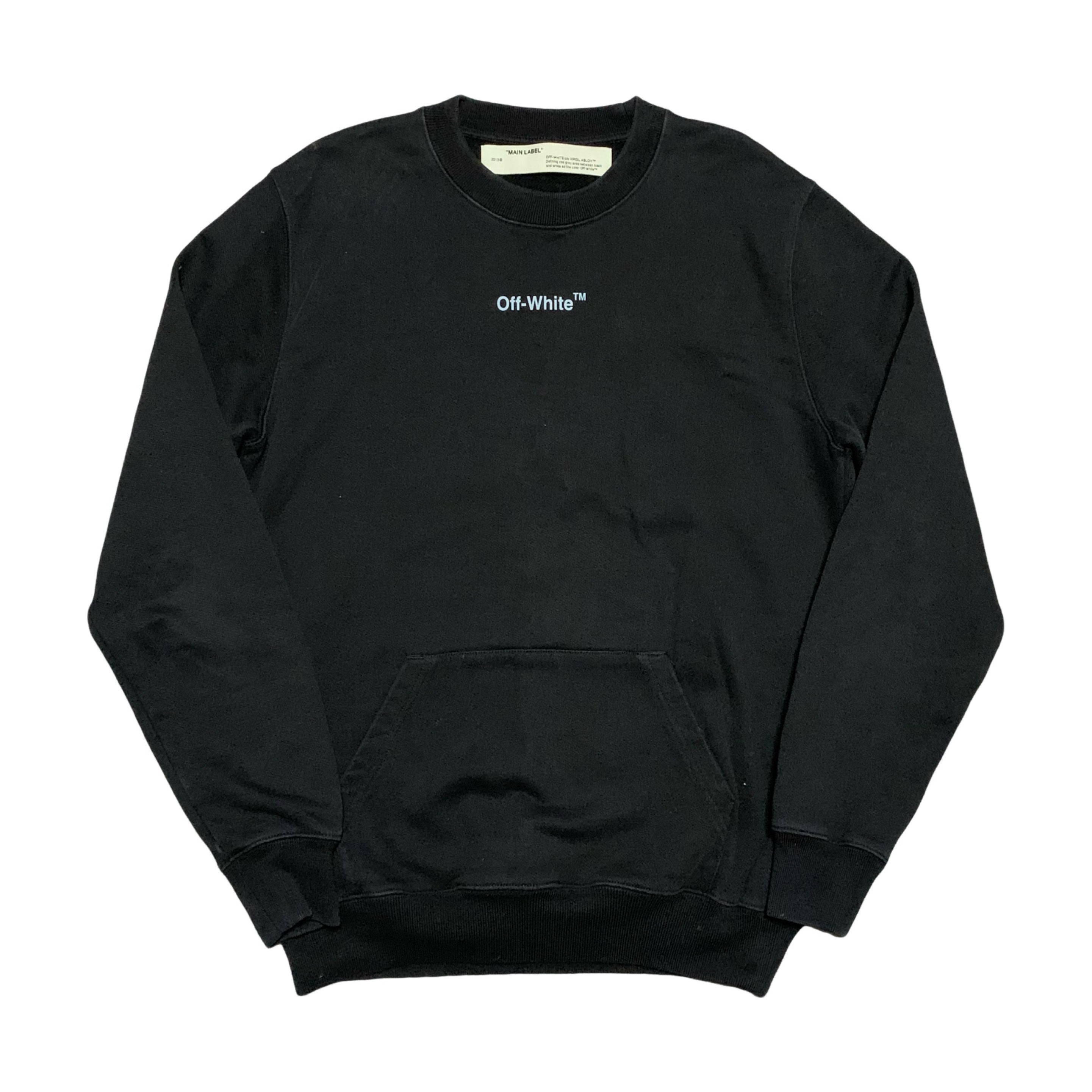 Off White XS Arrow Sketch Black Sweatshirt Crewneck Pockets Virgil Abloh