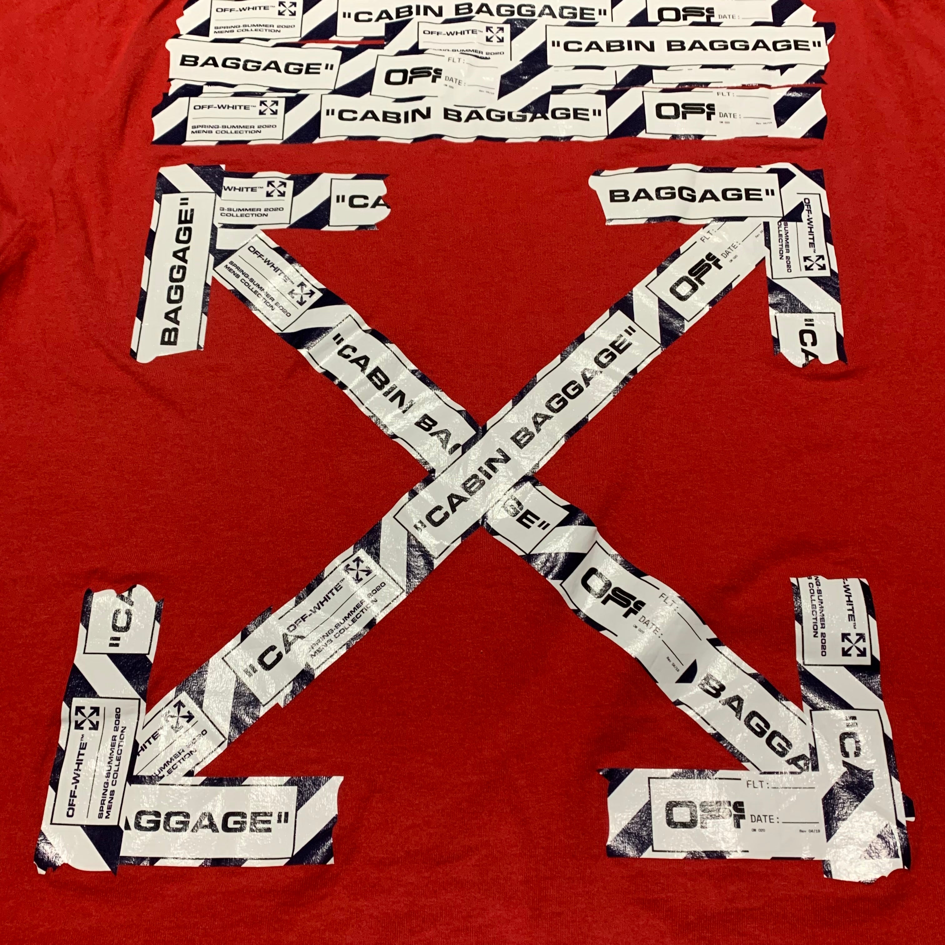Off White Large Airport Arrows Red Tee Virgil Abloh