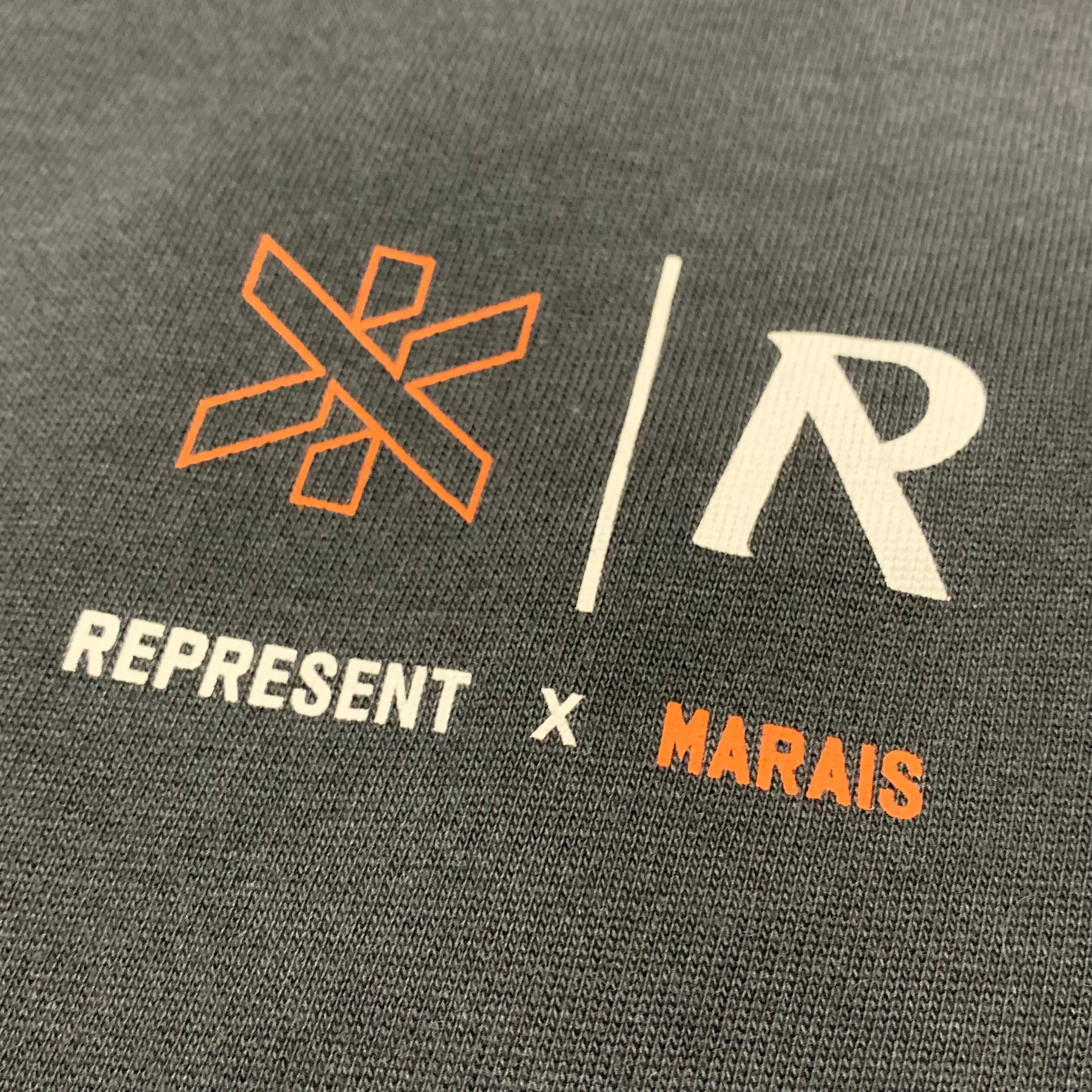 Represent x Marais XXS Logo Lock Up Aged Black Tee Limited Edition