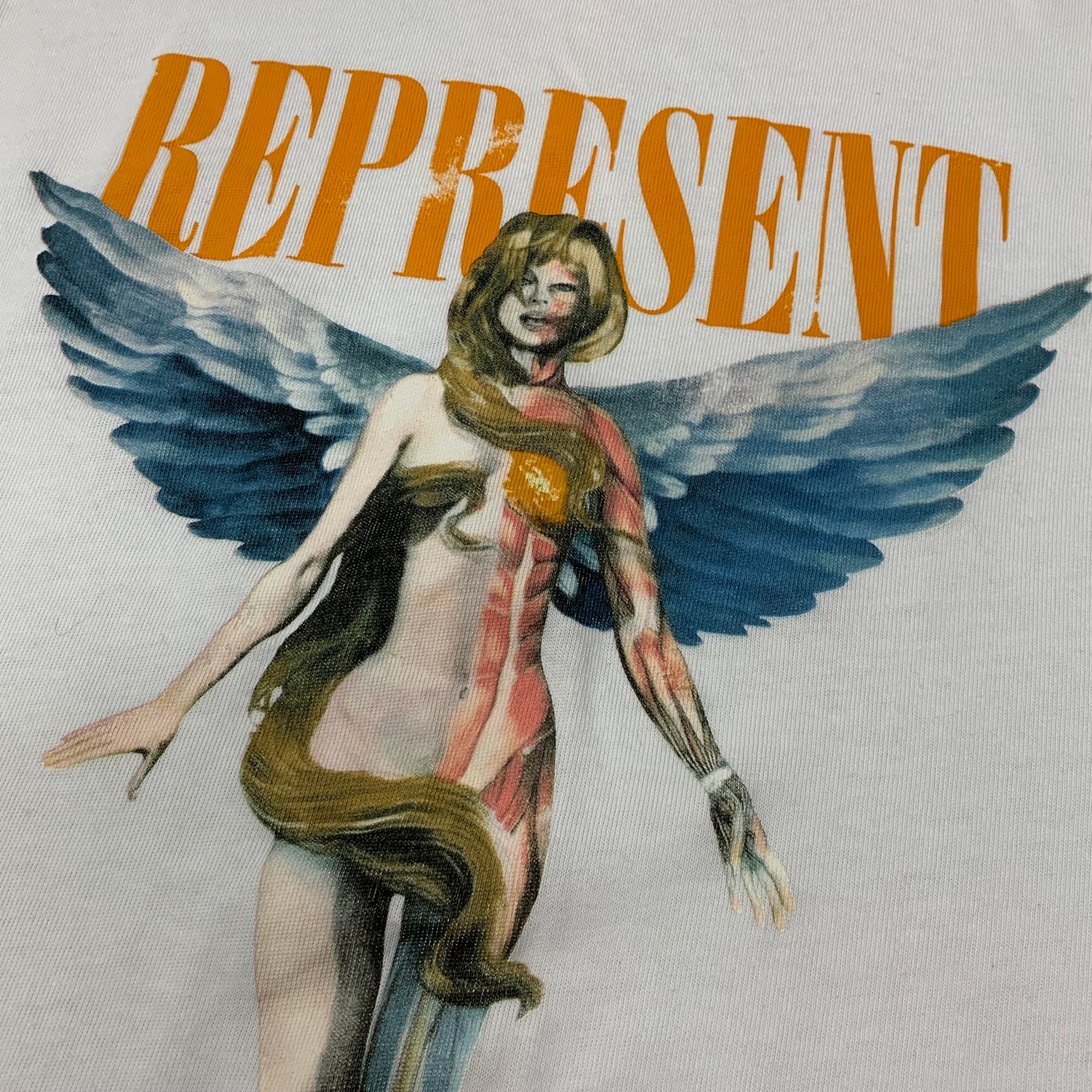 Represent Medium Reborn Horizons Flat White T-Shirt