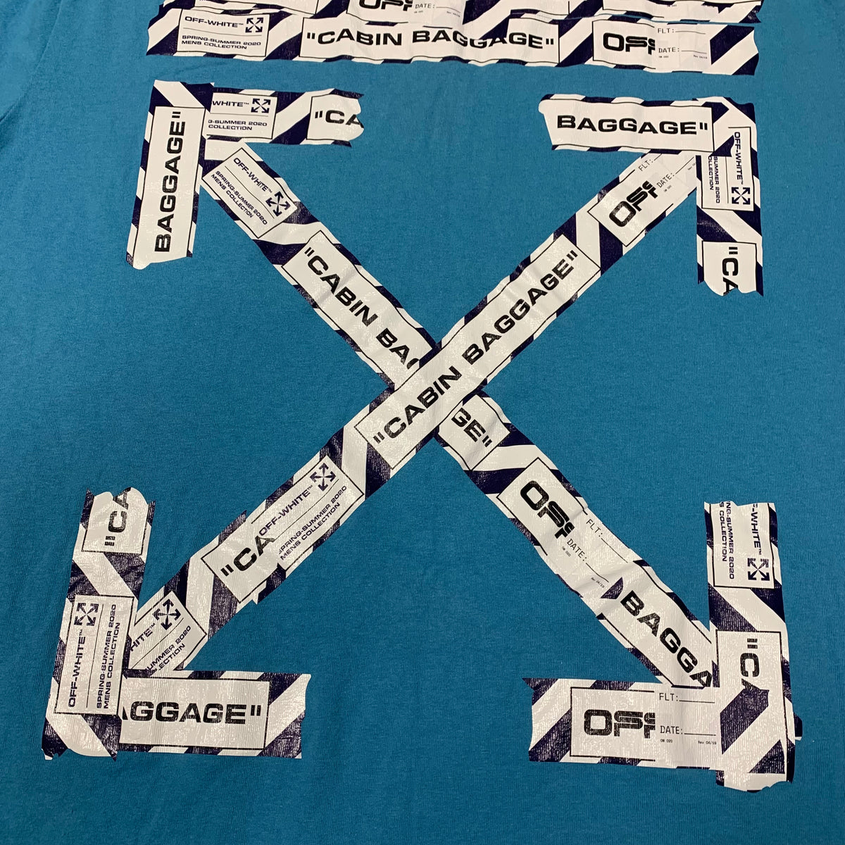 Off White Large Tee Airport Arrows Blue T-Shirt Virgil Abloh