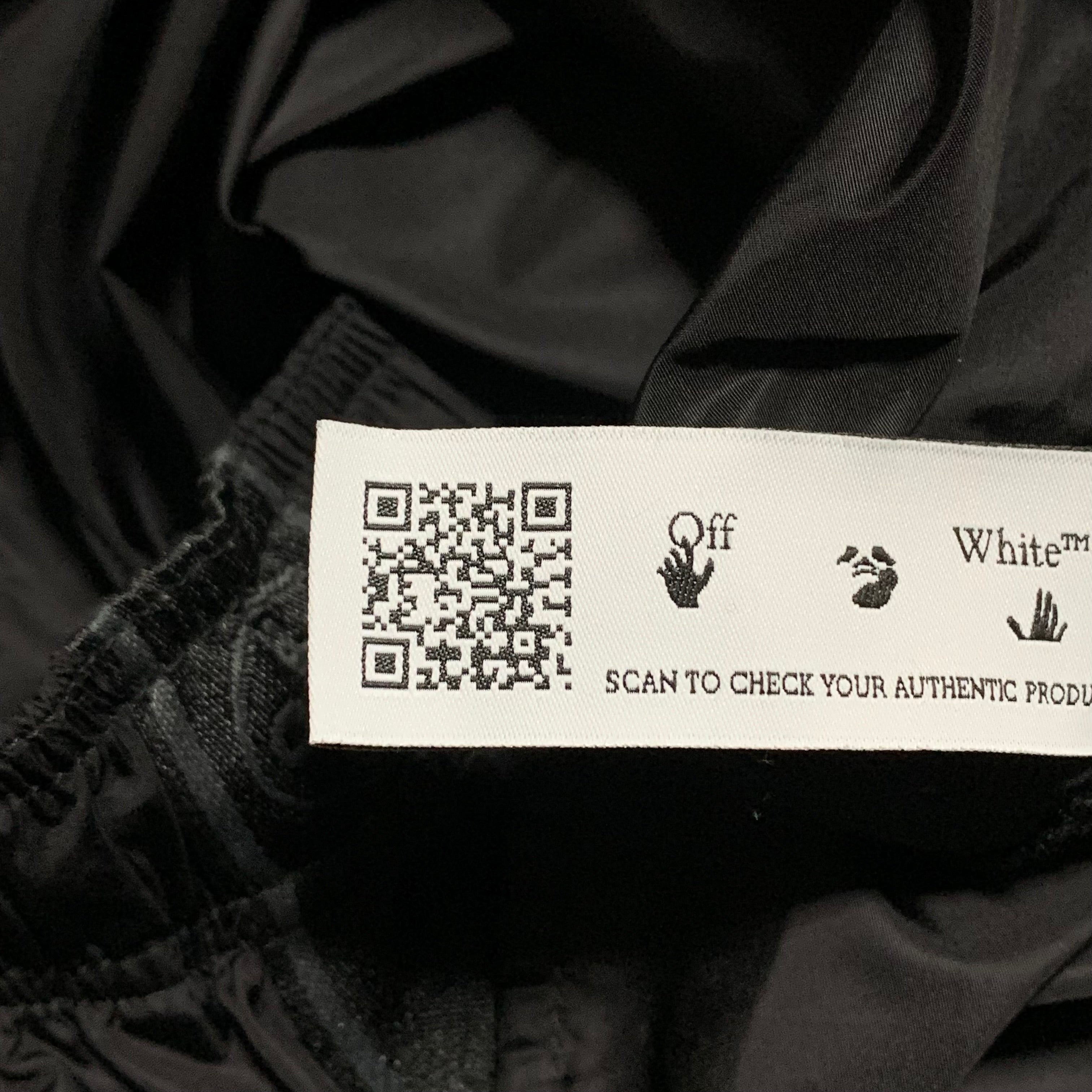 Off White Medium Track Pants Tape Black Nylon Black Bottoms Virgil Abloh