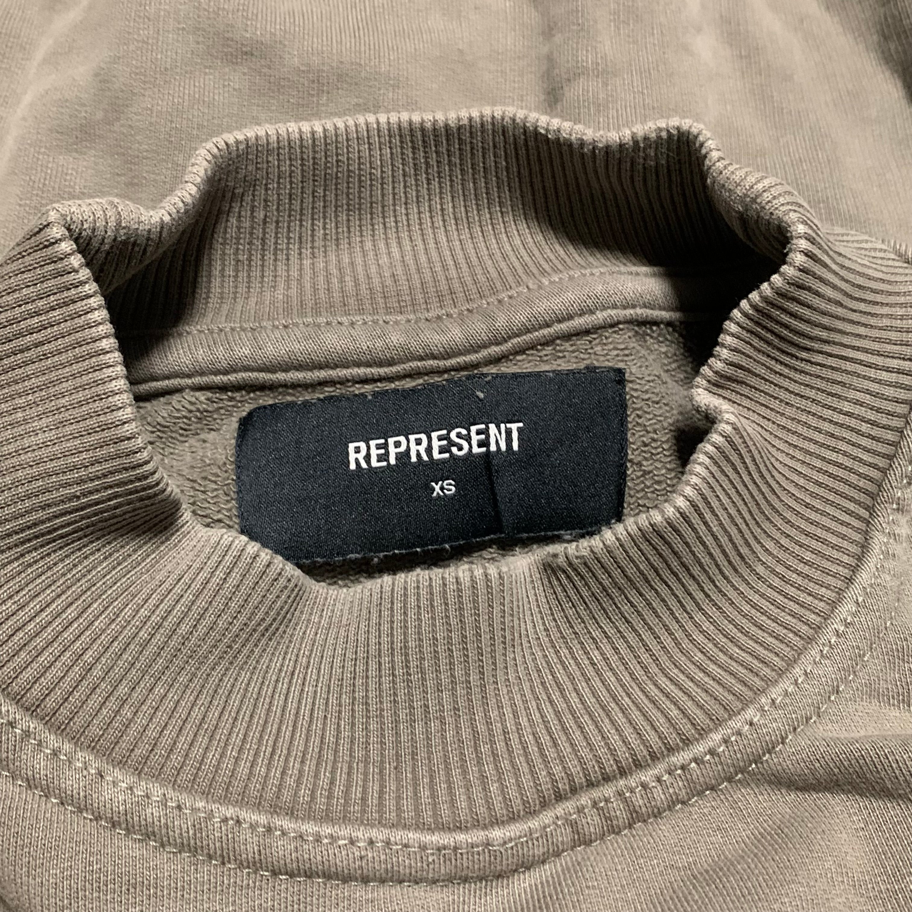 Represent XS Blanks Khaki Green Sweater Sweatshirt Crewneck