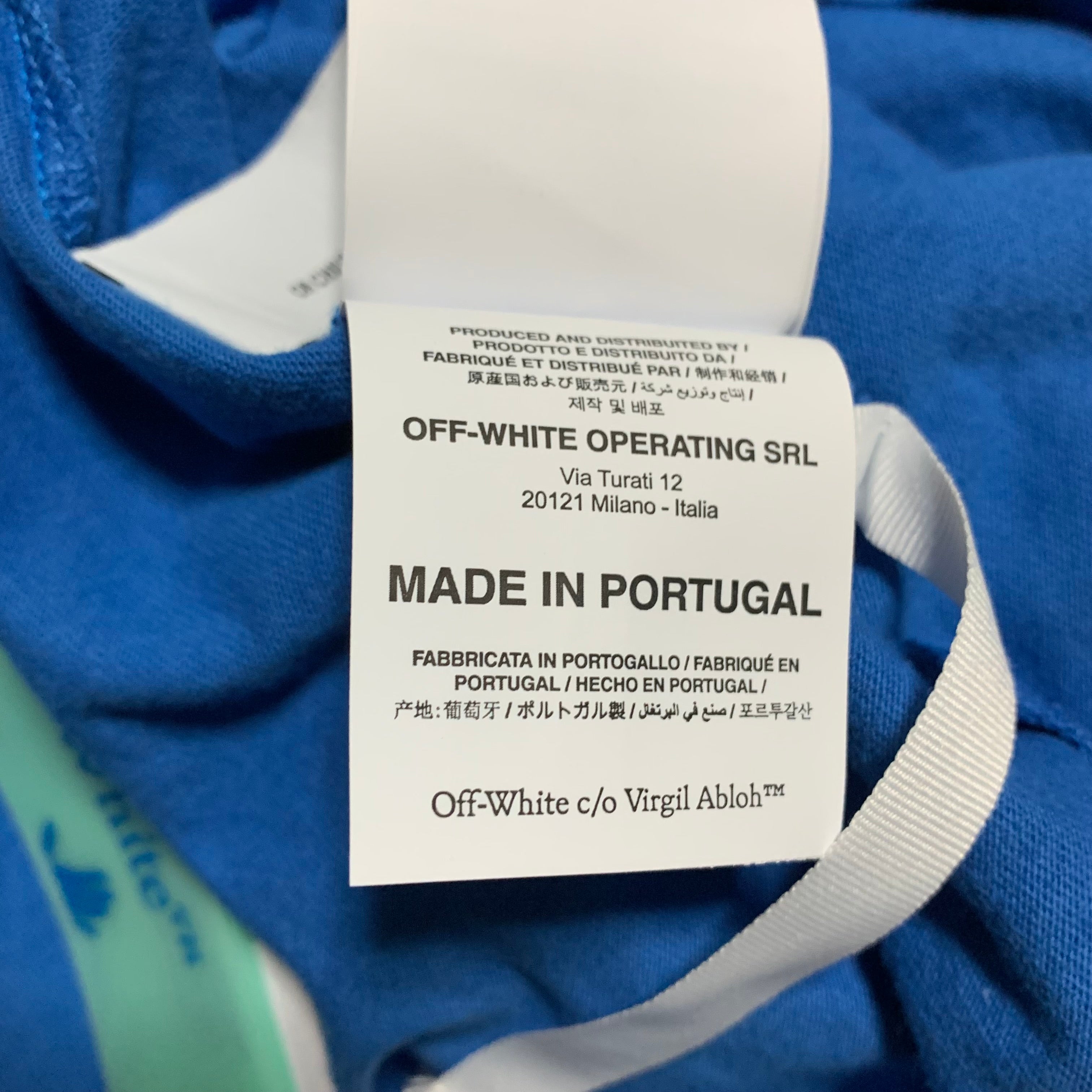 Off White XL Diag Tab Blue Tee Virgil Abloh
