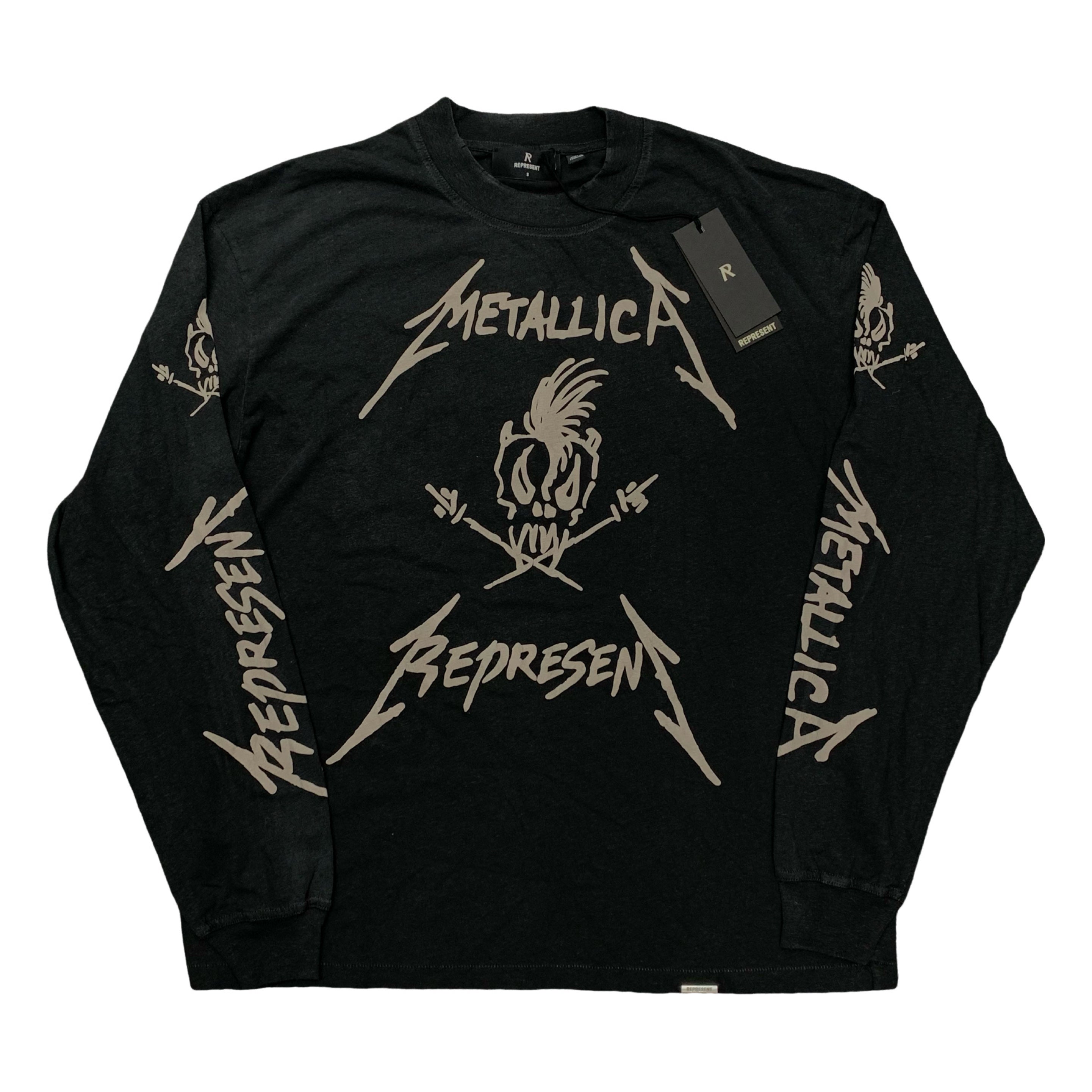 Represent Small Tee Metallica Garage Inc Stained Black Long Sleeve T-Shirt