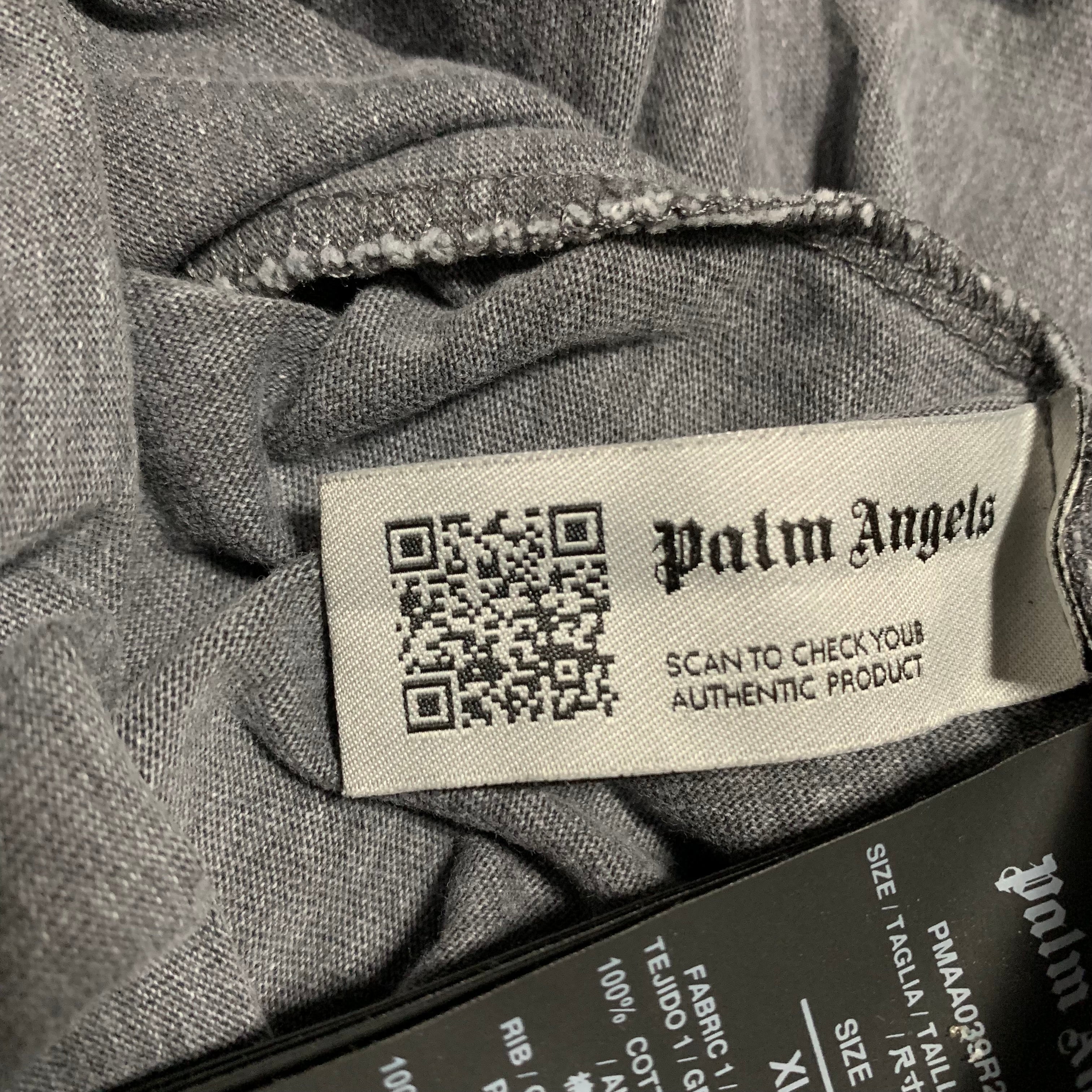Palm Angels XL Broken Logo Panelled Black Grey Tee