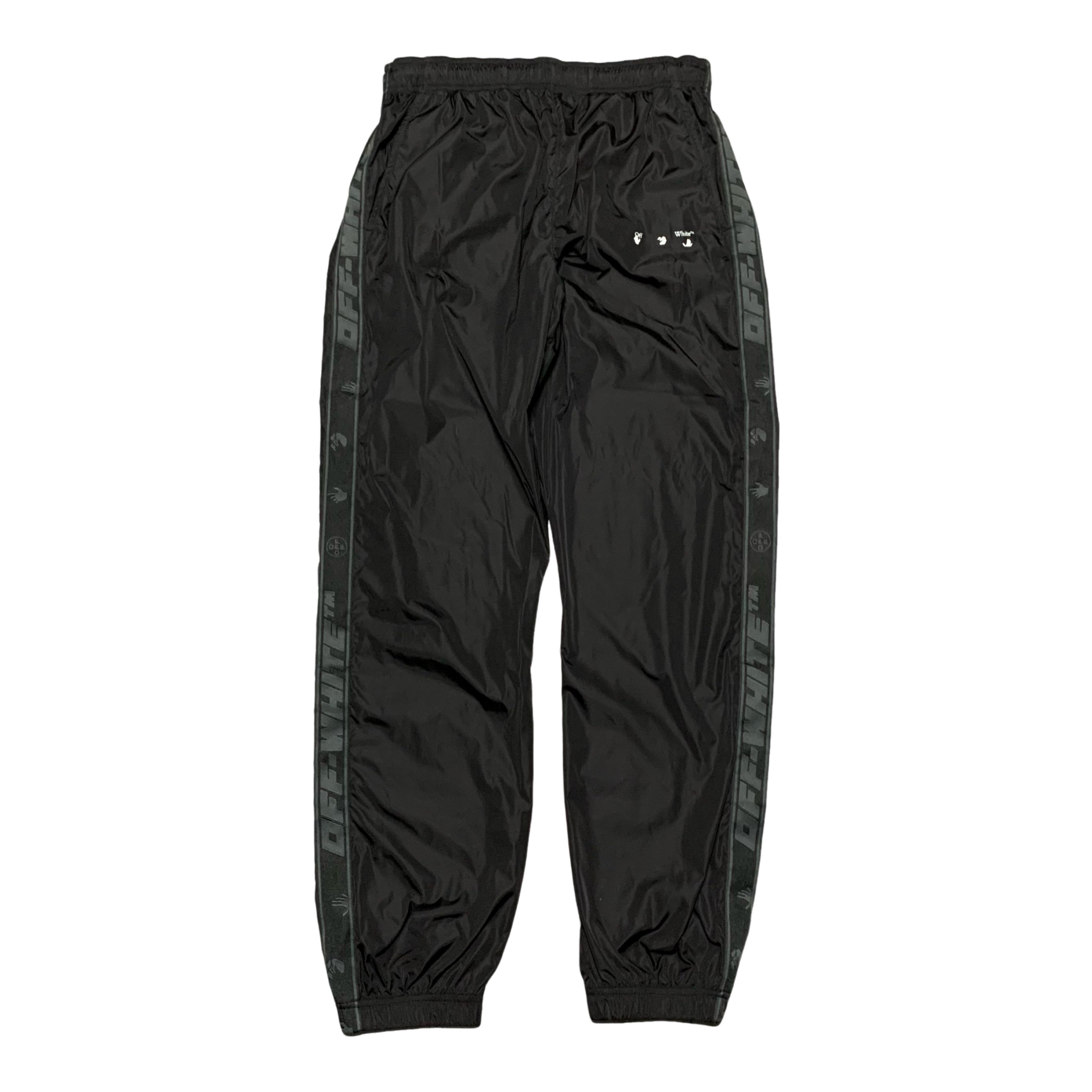 Off White Medium Track Pants Tape Black Nylon Black Bottoms Virgil Abloh