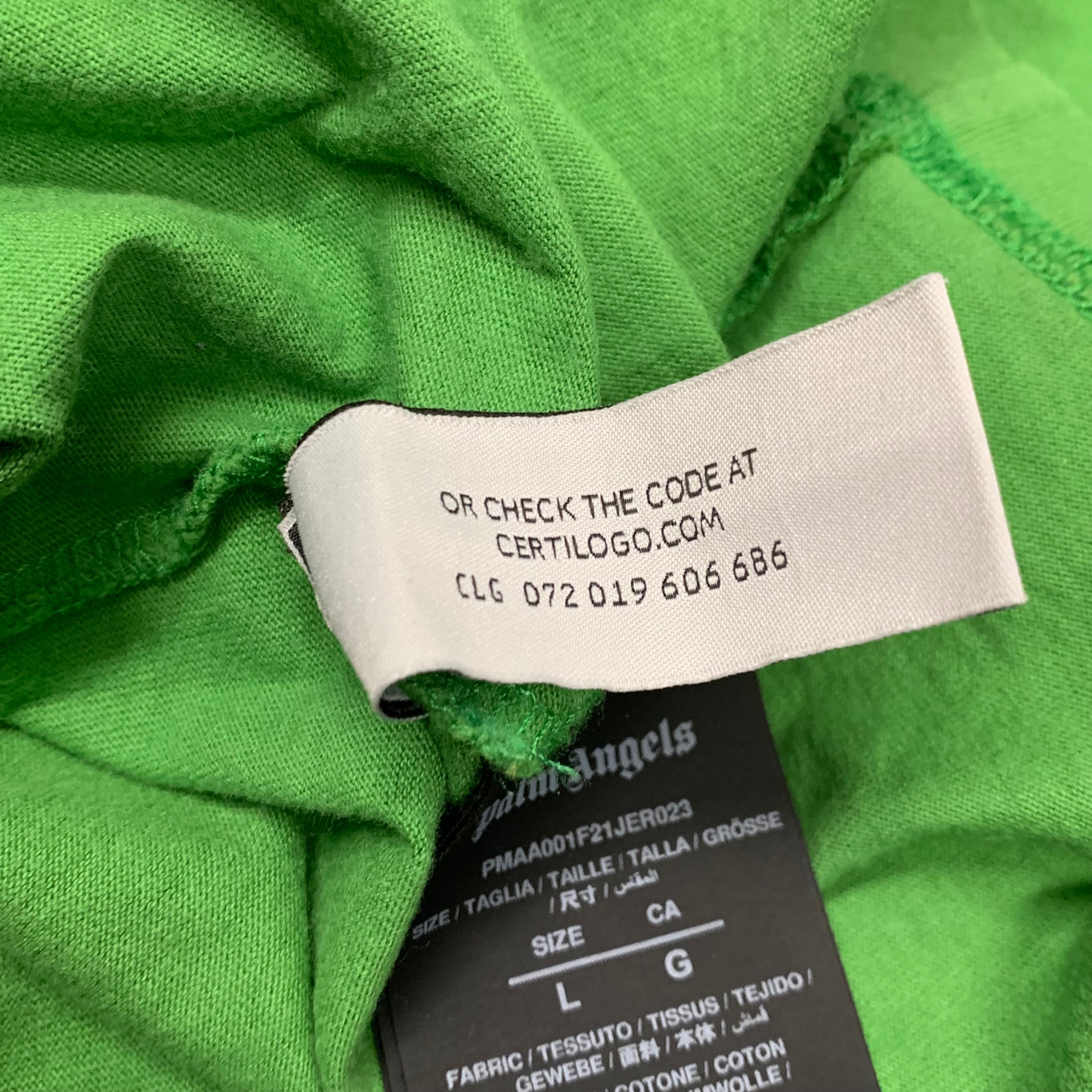 Palm Angels Large Tee Bear Classic Green T-Shirt