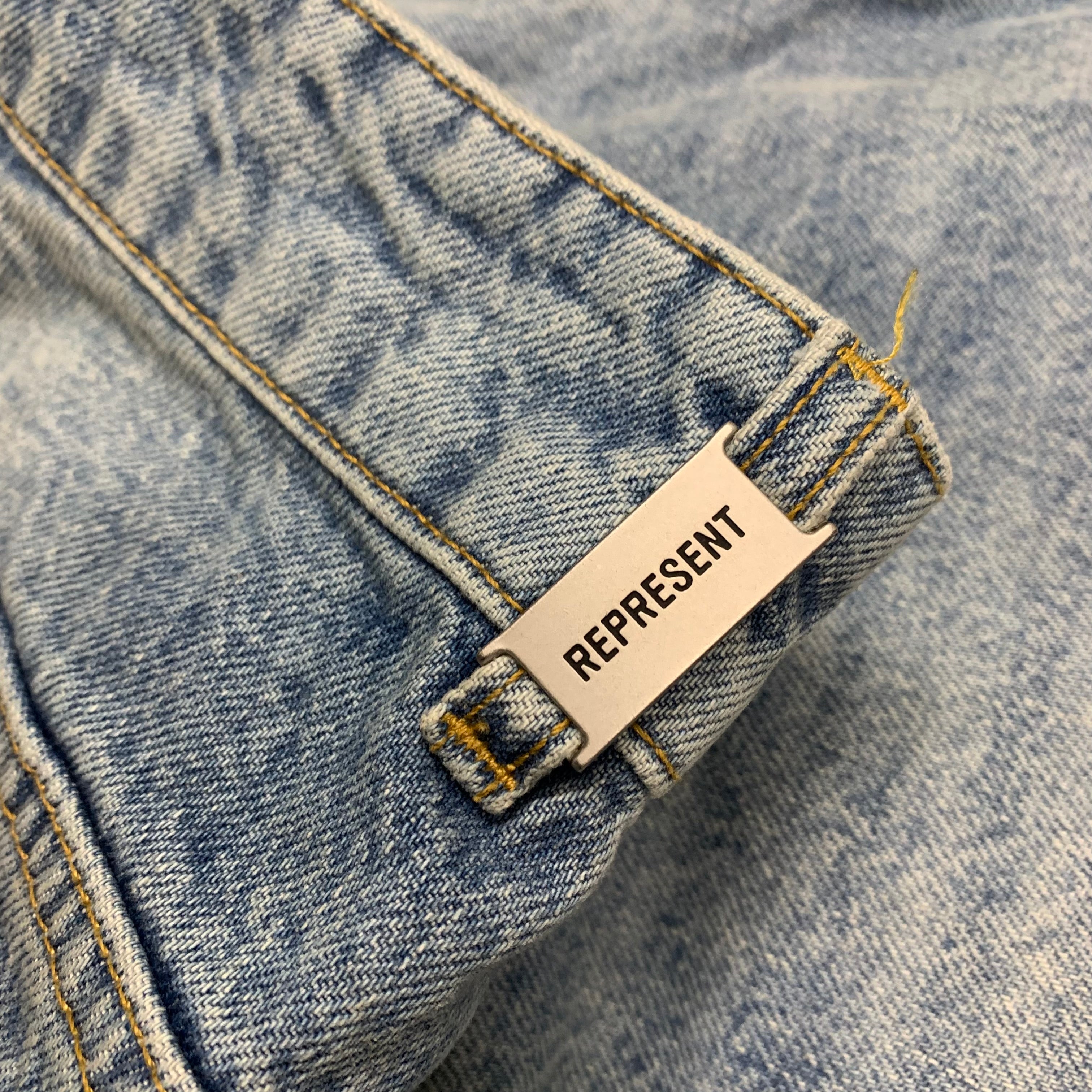 Represent Shorts 34W Heaton Denim Light Blue Jeans Jorts