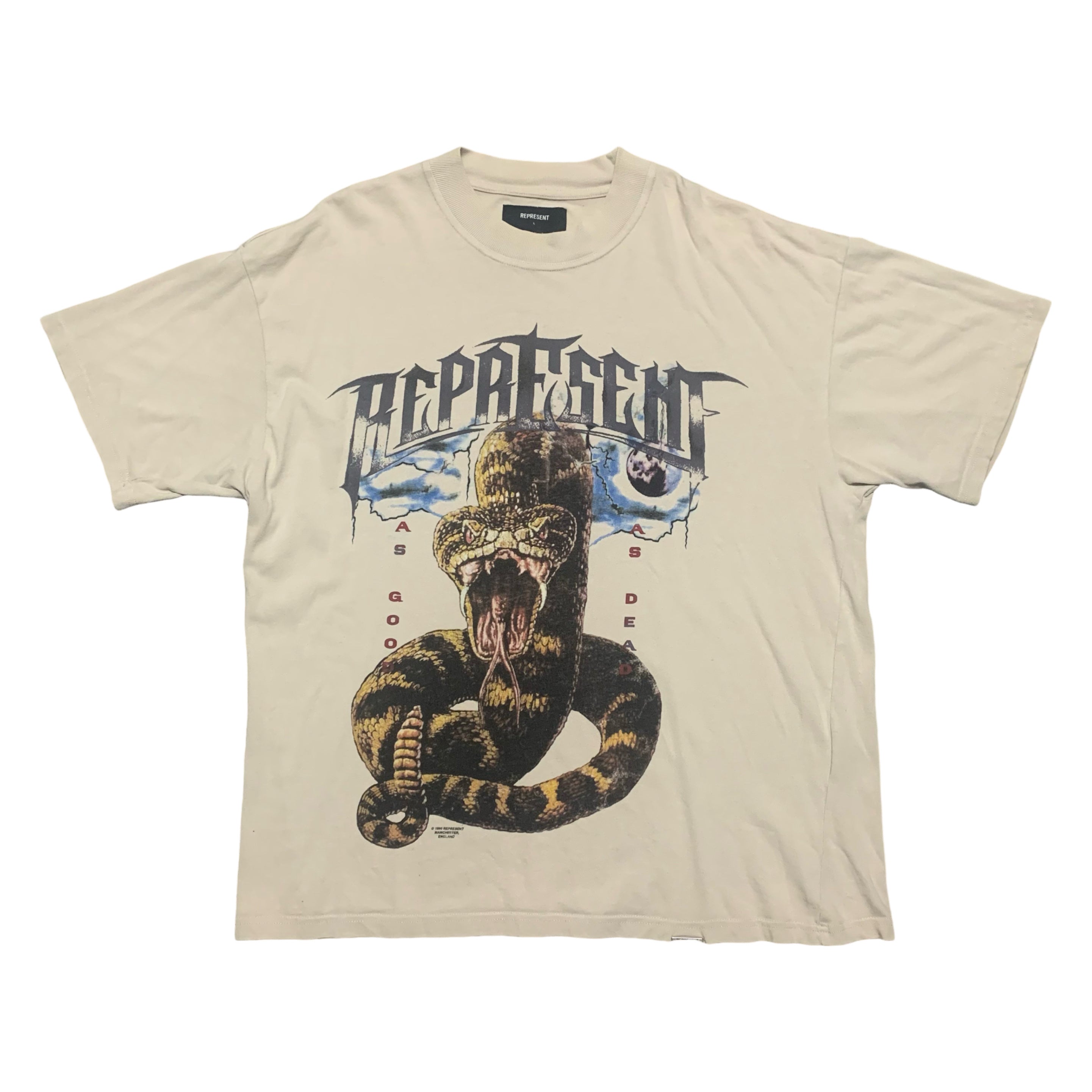 Represent Large As Good As Dead Vintage White Tee