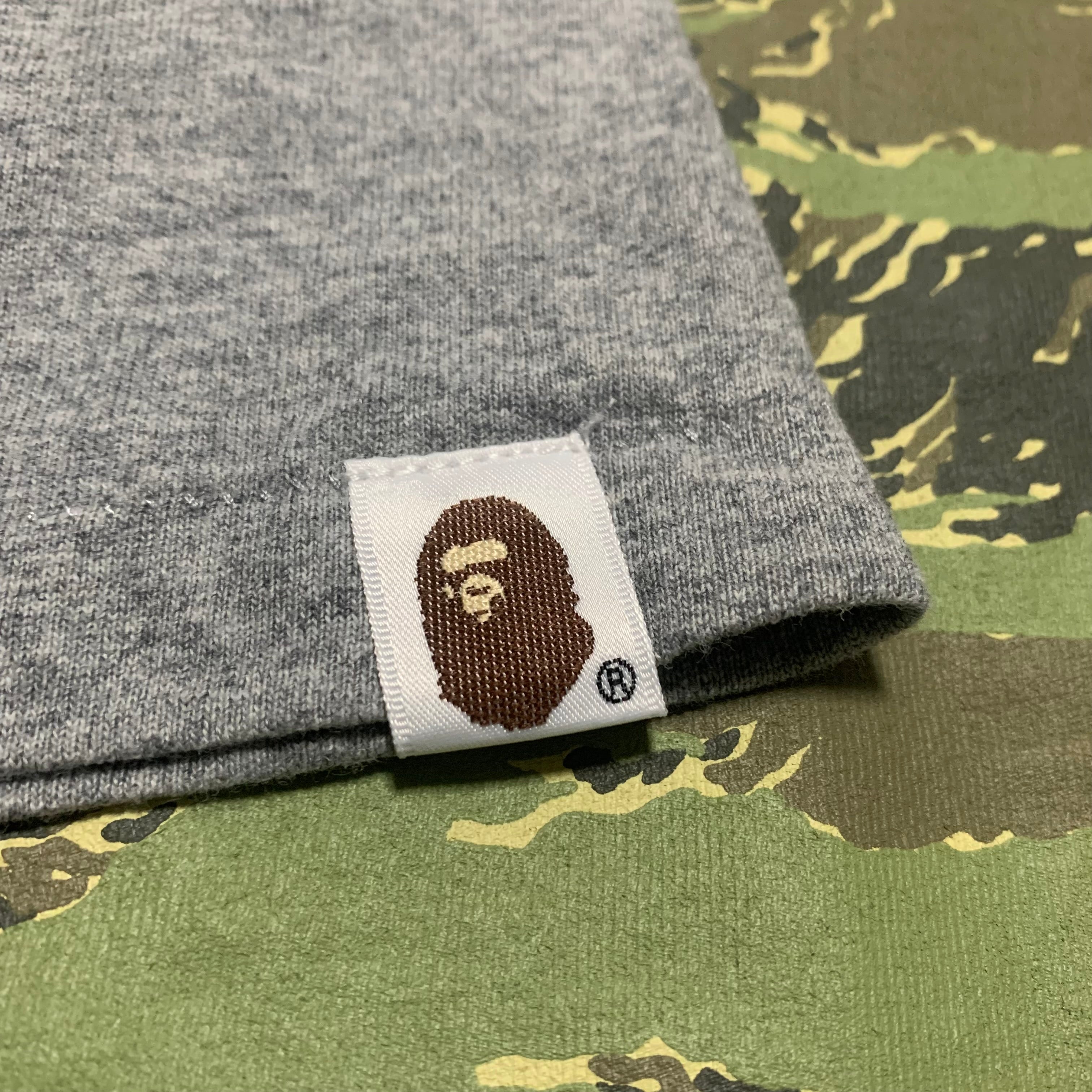 Bape Medium Big Ape Head Tiger Woodland Camo Grey Tee