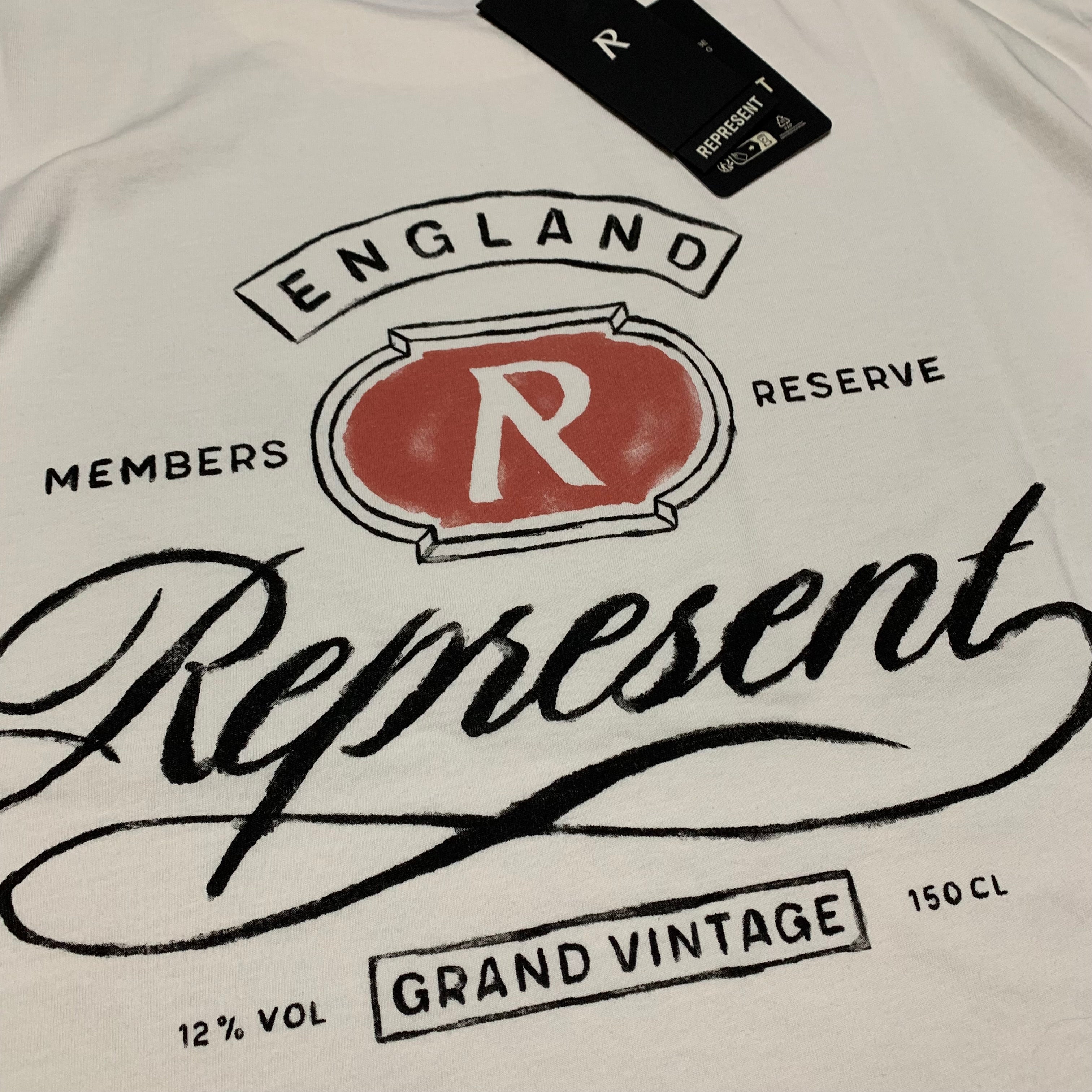 Represent Medium Grand Vintage Hand Drawn Aged White Tee