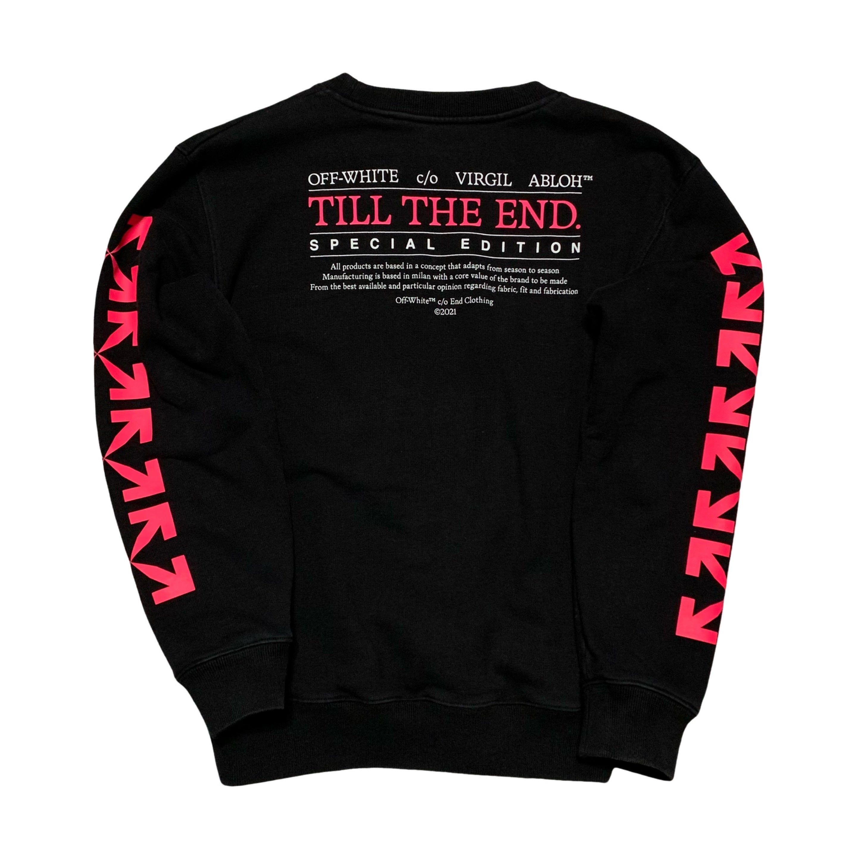 Off White Small Till The End Arrows Black Sweatshirt Crewneck Virgil Abloh Special Edition